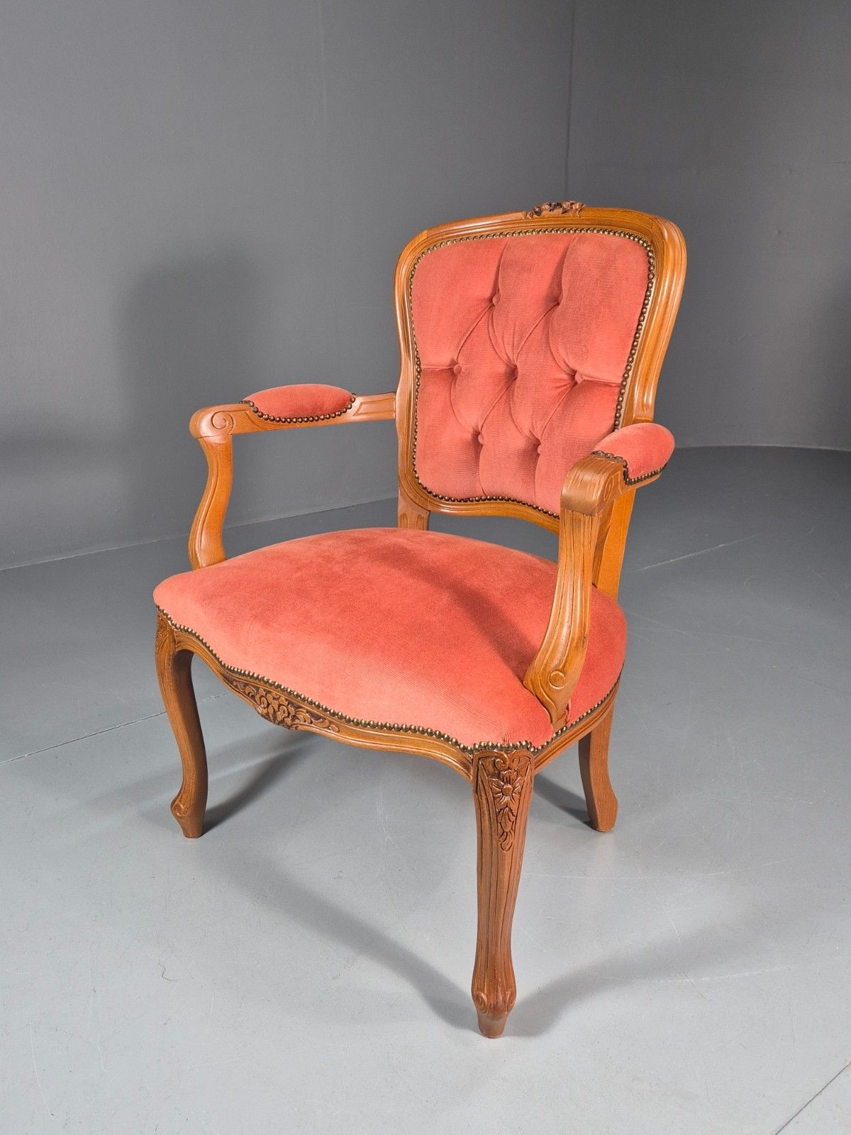 Vintage Rococo Lounge Chair Danish 1970s Reproduction Salmon Pink Eb10986 Vclo