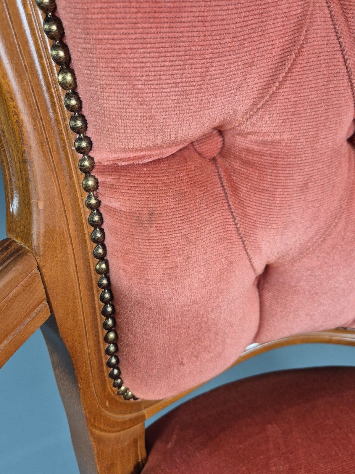 photo buy Vintage Rococo Lounge Chair Danish 1970s Reproduction Salmon Pink Eb10986 Vclo
