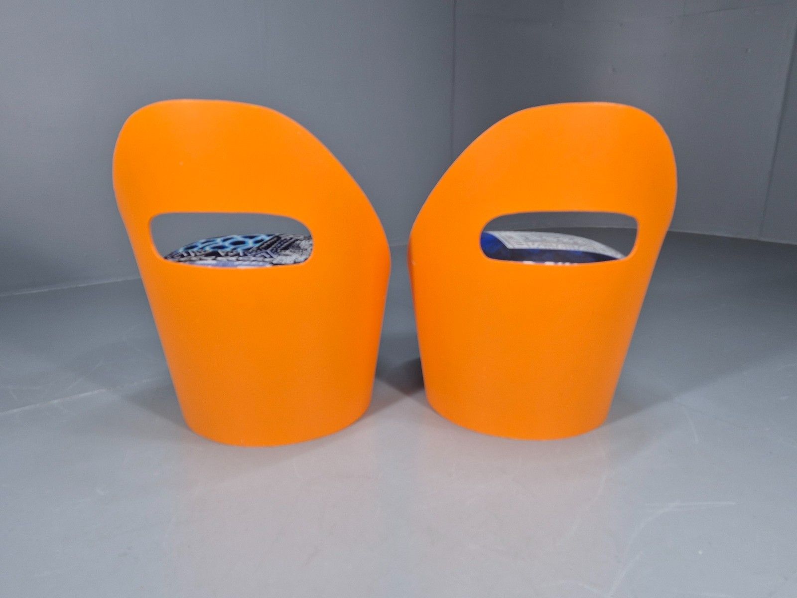 275.0 2 Vintage Retro Curved Plywood Chairs Orange 1970s Holdaway Style Eb10929 Mnor photo