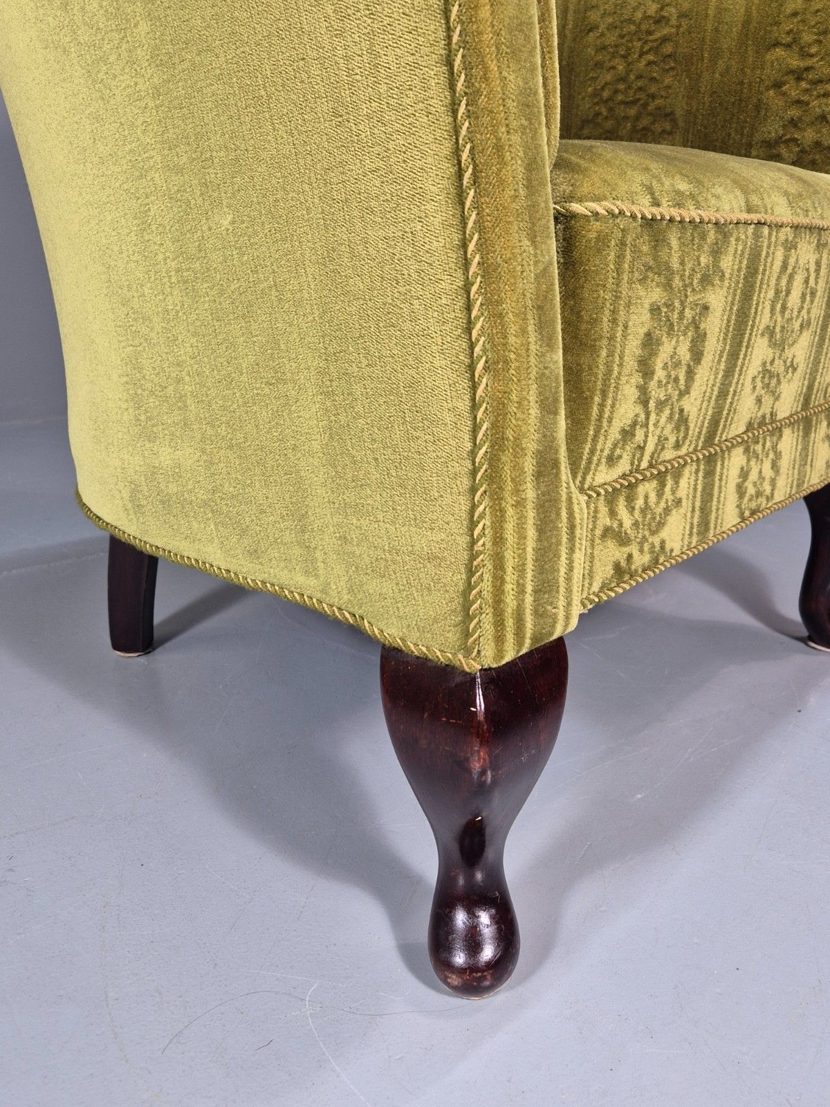 Vintage Art Deco Danish Tub Chair Green Moquette 1940s  Eb10775 Vclo photo vinterior