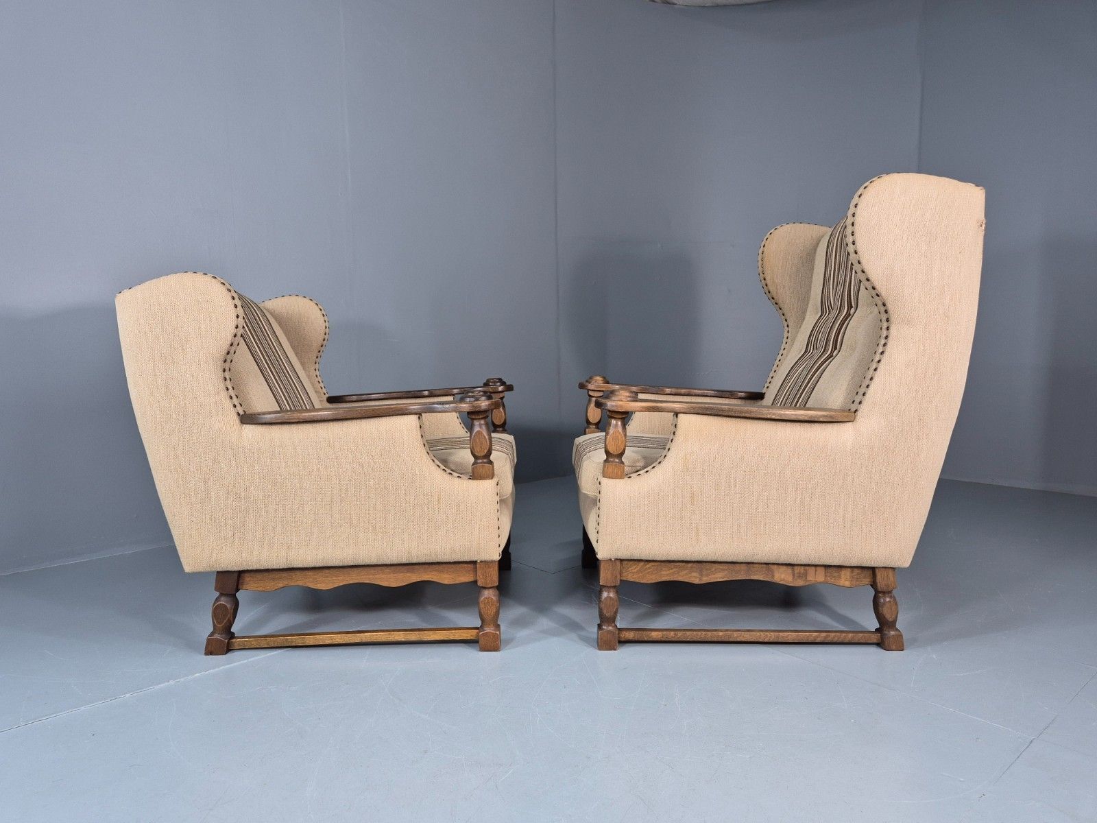 photo vintage 2 Retro Lounge Chairs Danish 1970s Design Kjaernulf Stylings  Eb10781 Vclo