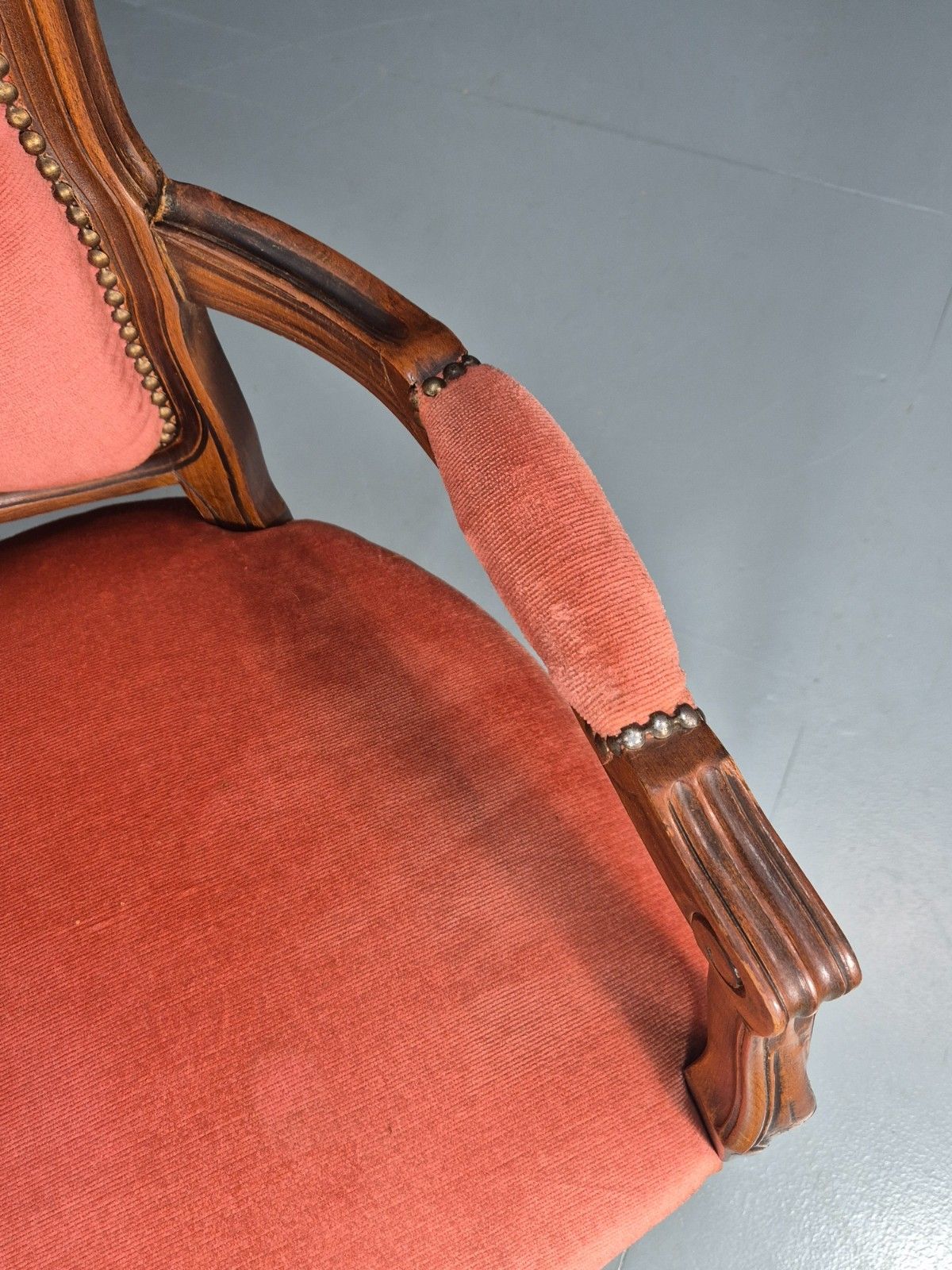 Vintage Rococo Lounge Chair Danish 1970s Reproduction Salmon Pink Eb10773 Vclo photo Furniture
