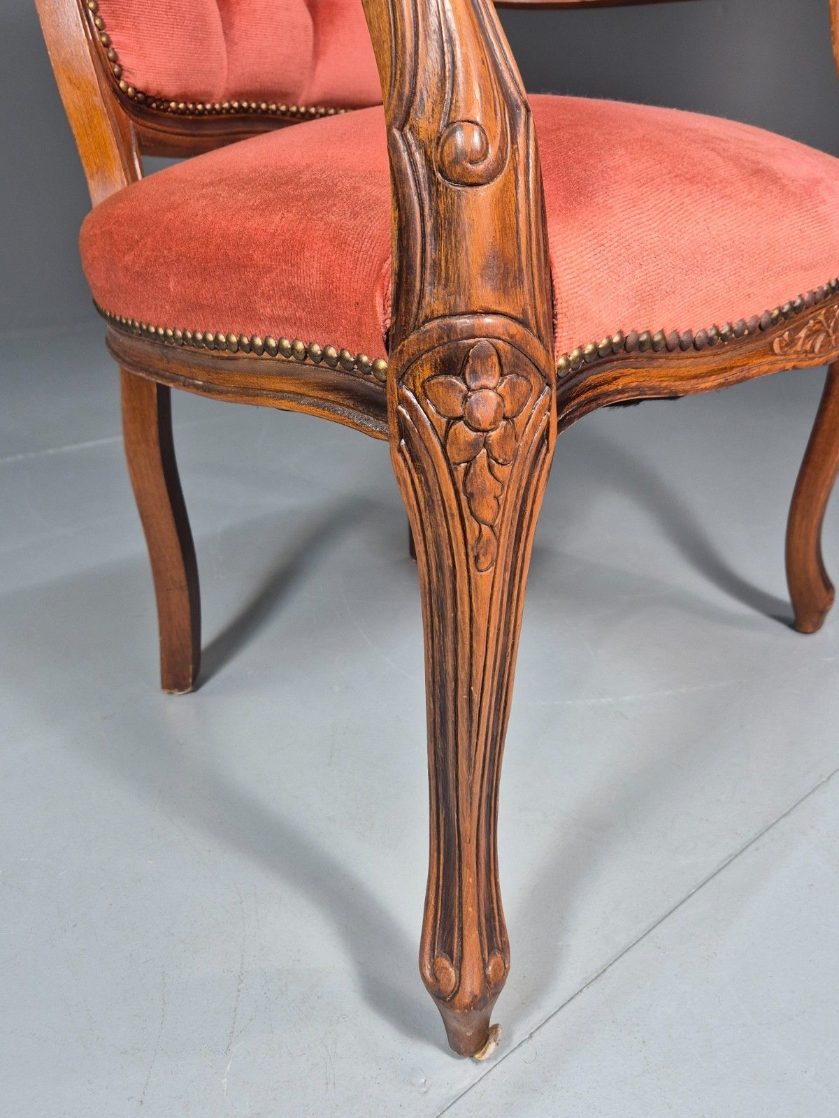 Vintage Rococo Lounge Chair Danish 1970s Reproduction Salmon Pink Eb10773 Vclo photo 175.0