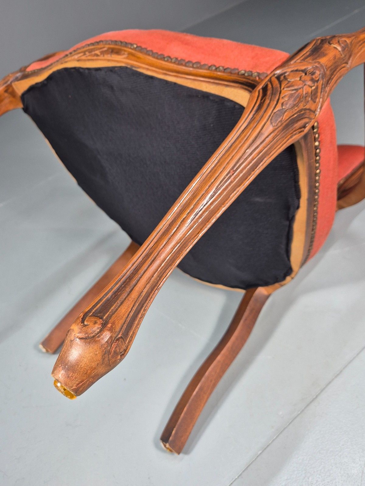 photo vinterior Vintage Rococo Lounge Chair Danish 1970s Reproduction Salmon Pink Eb10773 Vclo