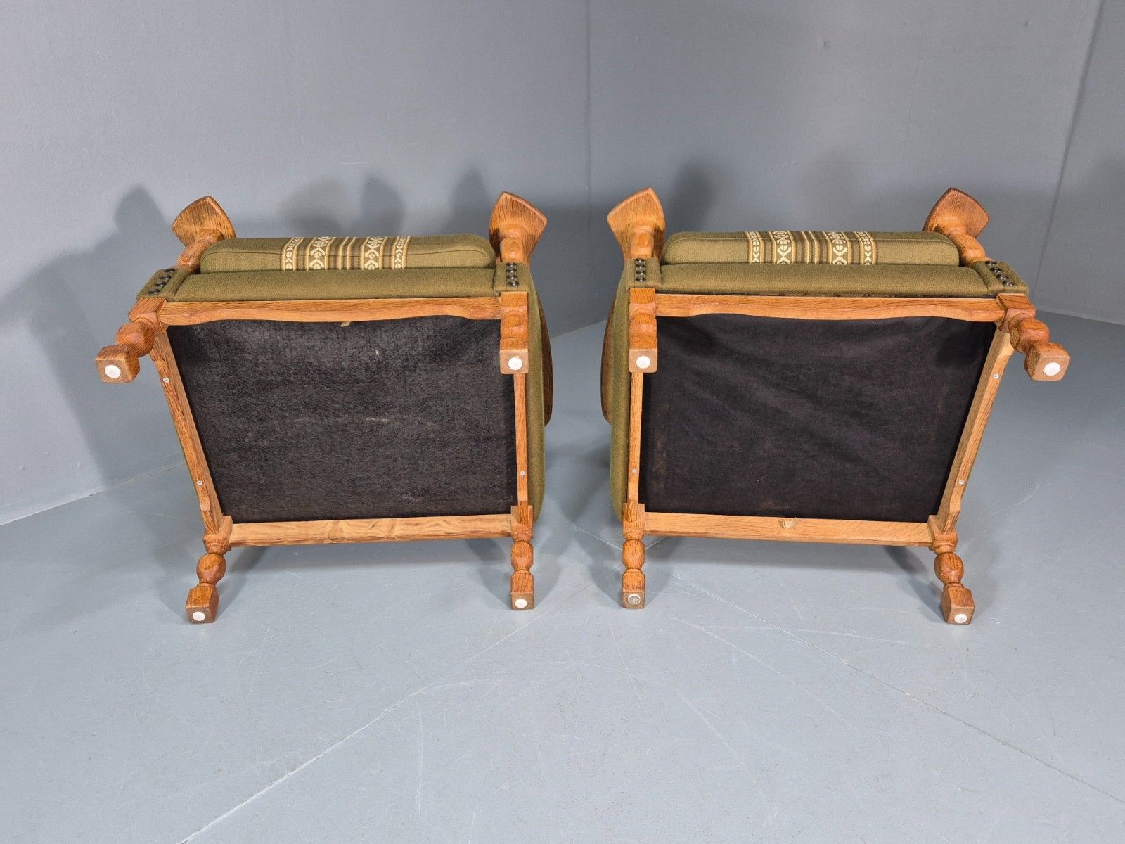 475.0 2 Kjaernulf Lounge Chairs Retro 1970s Green Light Oak Retro Eb10750 Vclo photo