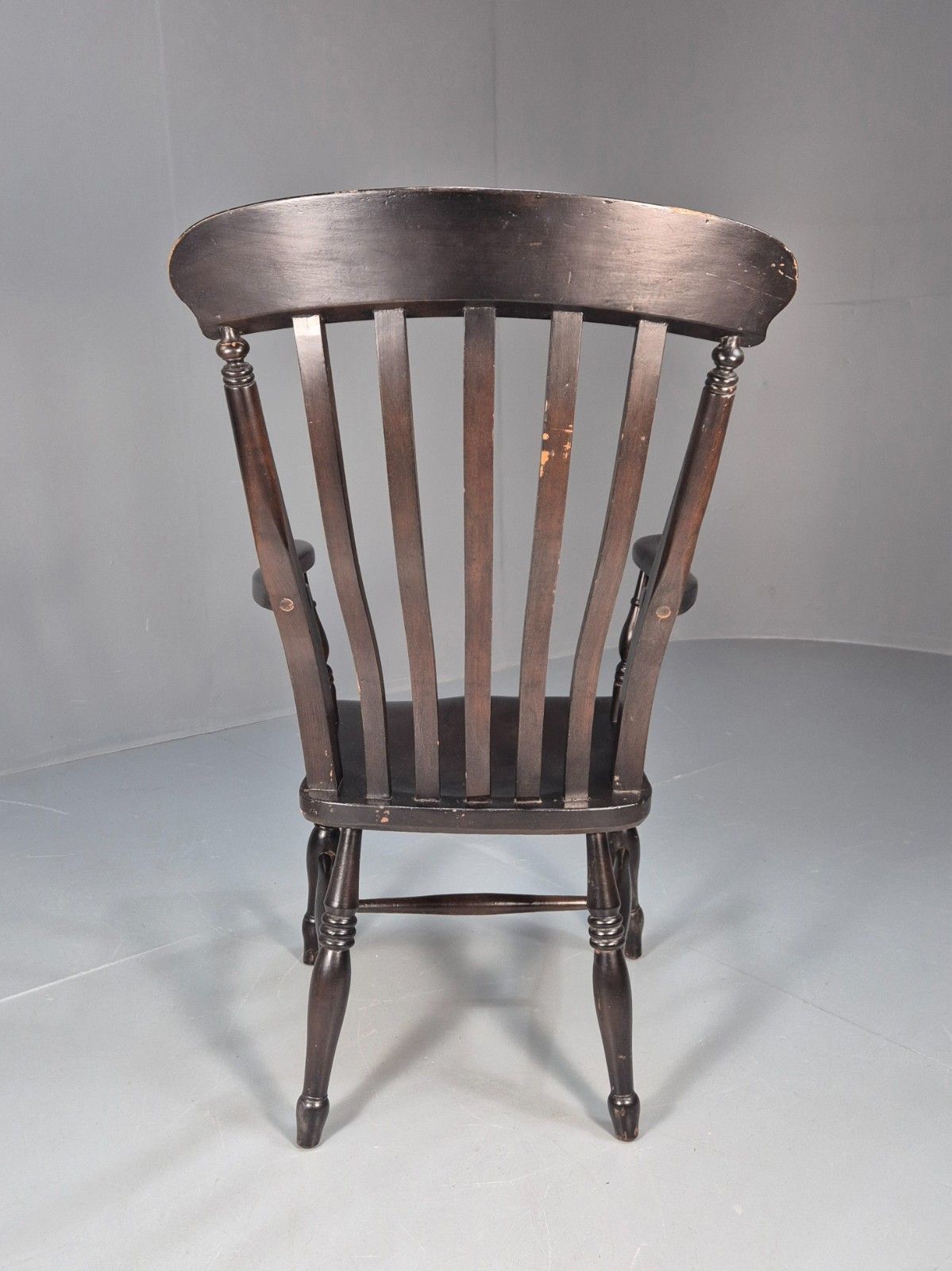 Furniture Victorian Grandfather Chair Lathe Back Overpainted Elm And Beech Eb10697 Vdin photo