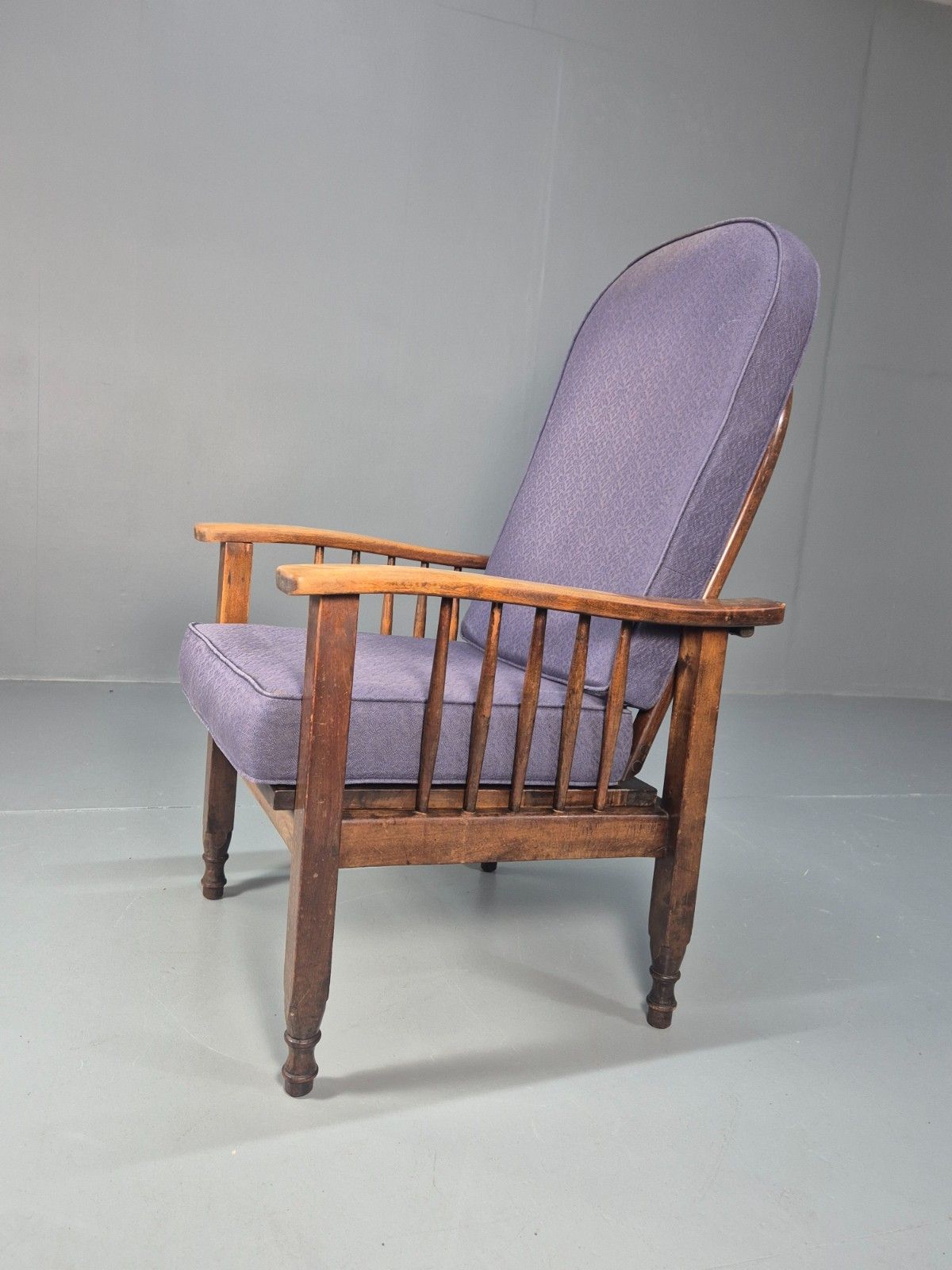 Antique Oak Wheel Back Folding Chair Purple Upholstery 1900s Eb10629 Vcar photo furniture