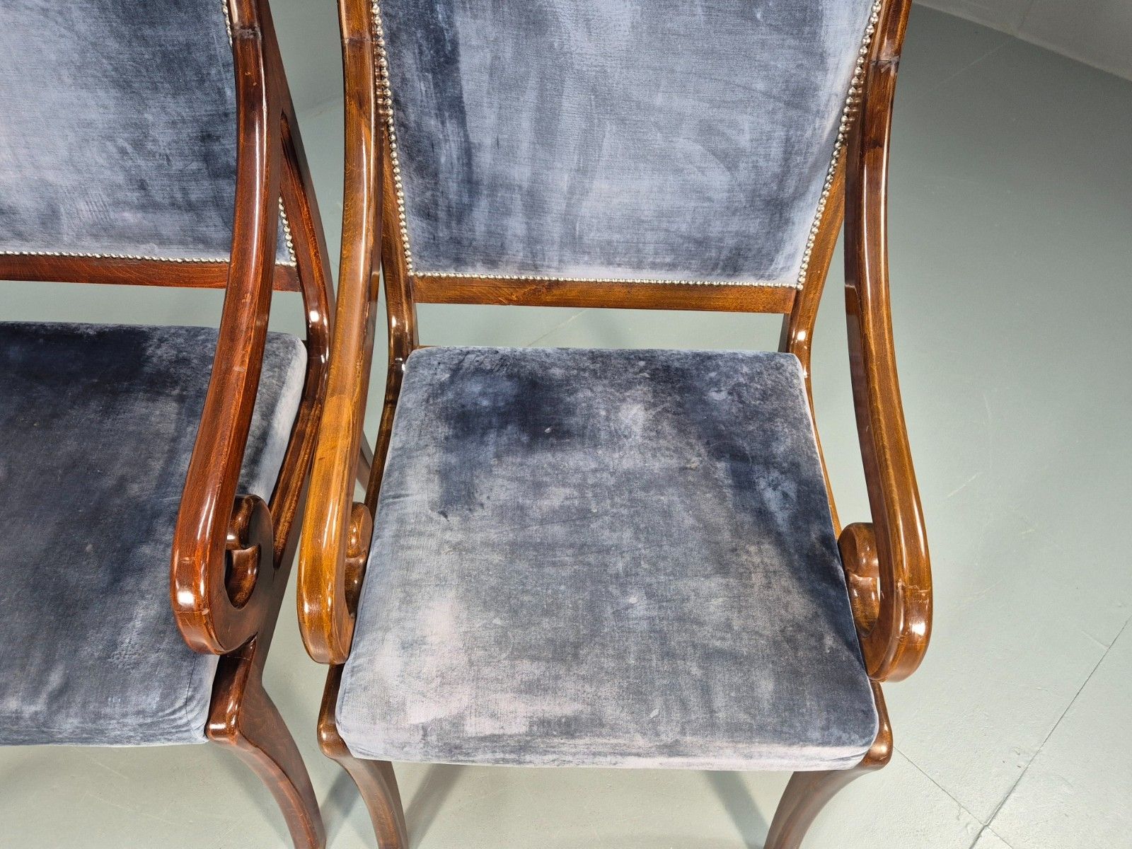 2 Regency Scroll Arm Saloon Chairs 20th Century Reproduction Eb10610 Mnor photo Furniture