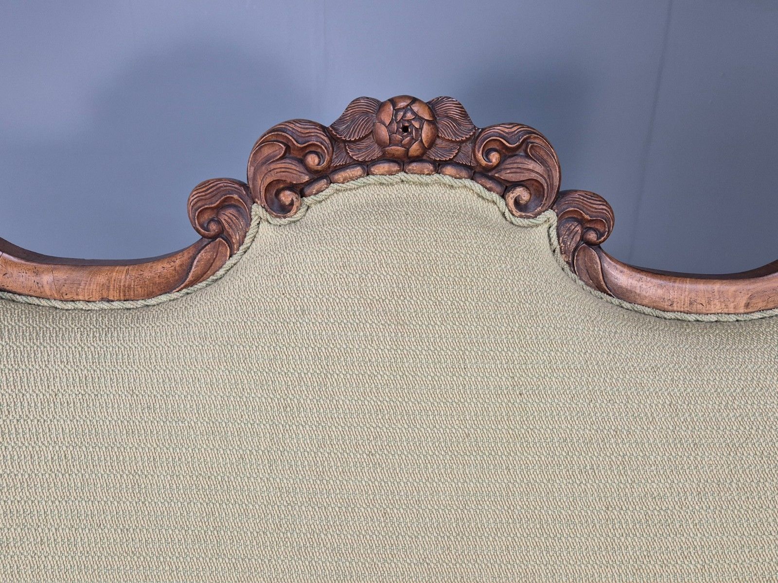 Antique Mahogany Two Seat Sofa Green Fabric Vintage 19th Century Eb9670 V2ss photo vinterior