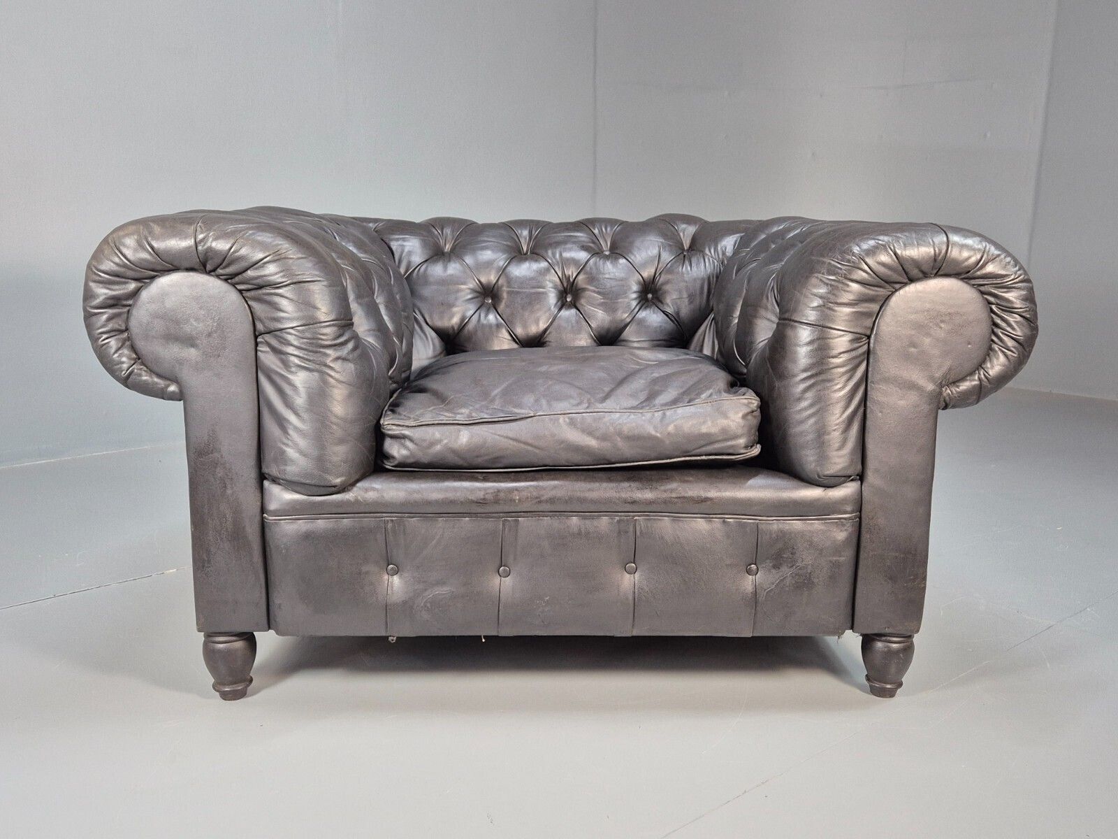 Vintage Black Leather Chesterfield Chair Eb9471 Vlea photo Furniture