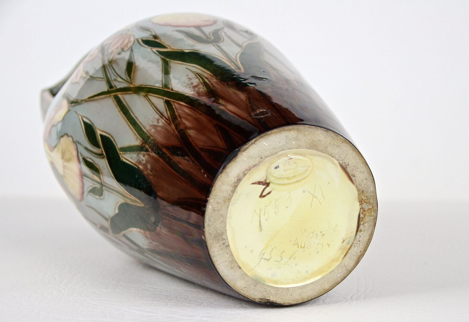 1390.0 20th Century Art Nouveau Majolica Vase By Gerbing & Stephan, At Ca. 1910 photo