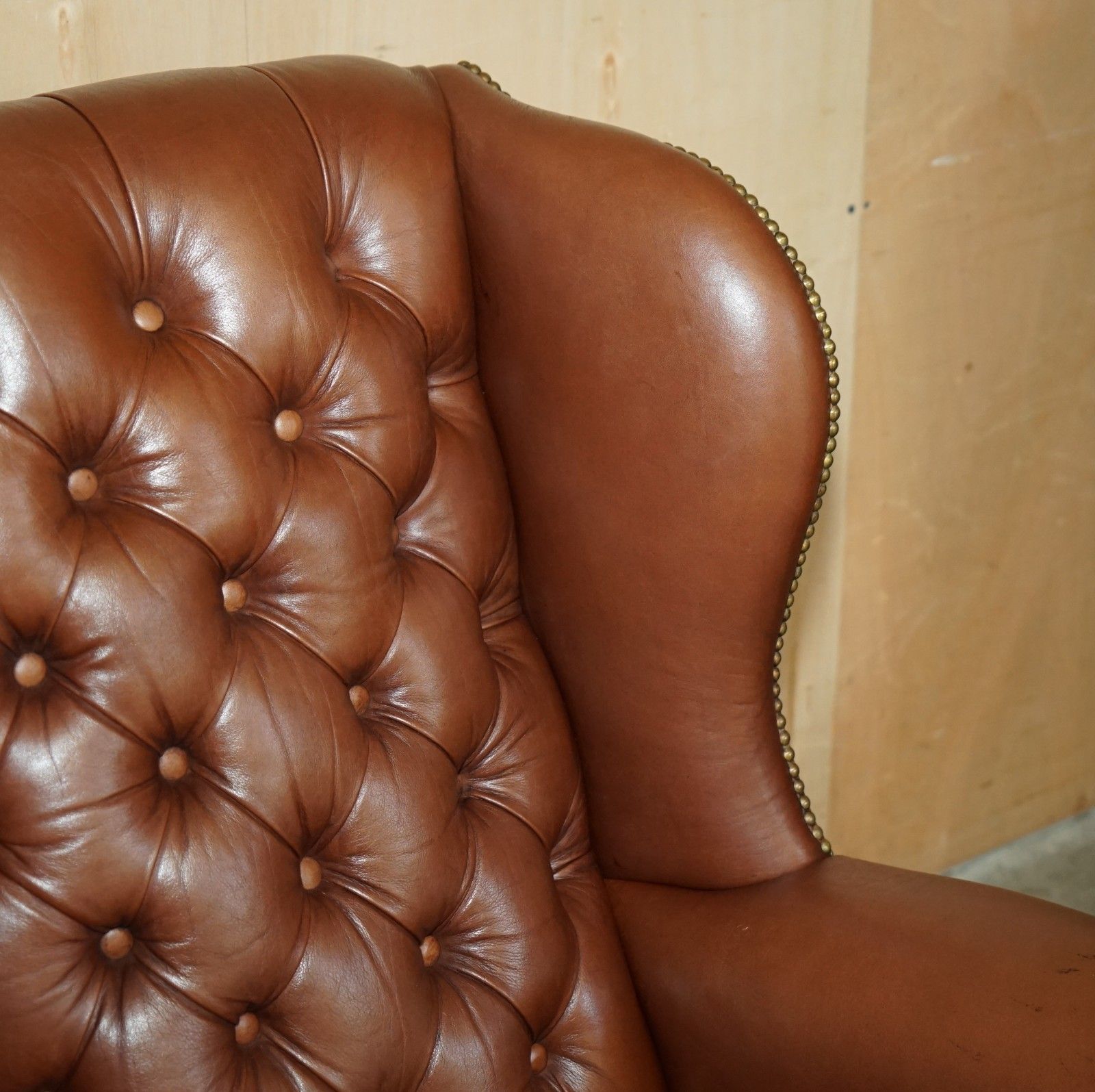 Stunning Pair Of Lion's Hairy Paw Feet Chesterfield Tufted Wingback Armchairs photo buy