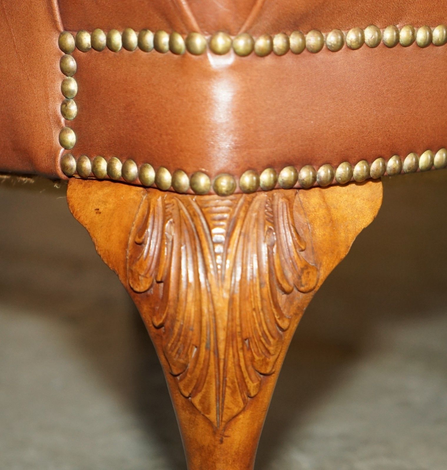 photo furniture Stunning Pair Of Lion's Hairy Paw Feet Chesterfield Tufted Wingback Armchairs