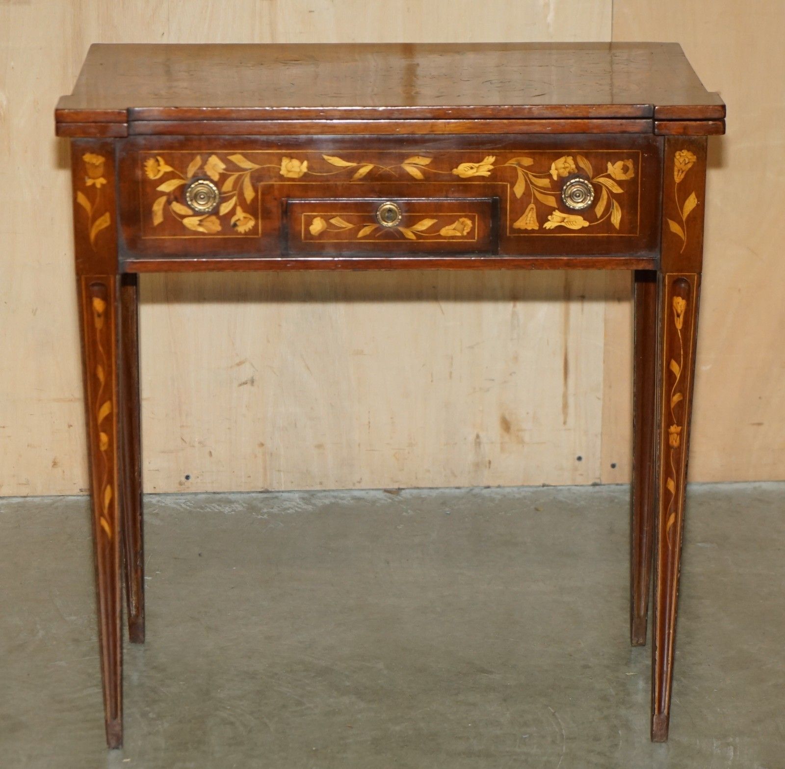 Fully Restored Circa 1800 Dutch Marquetry Inlaid Chess Poker Games Cards Table photo for sale