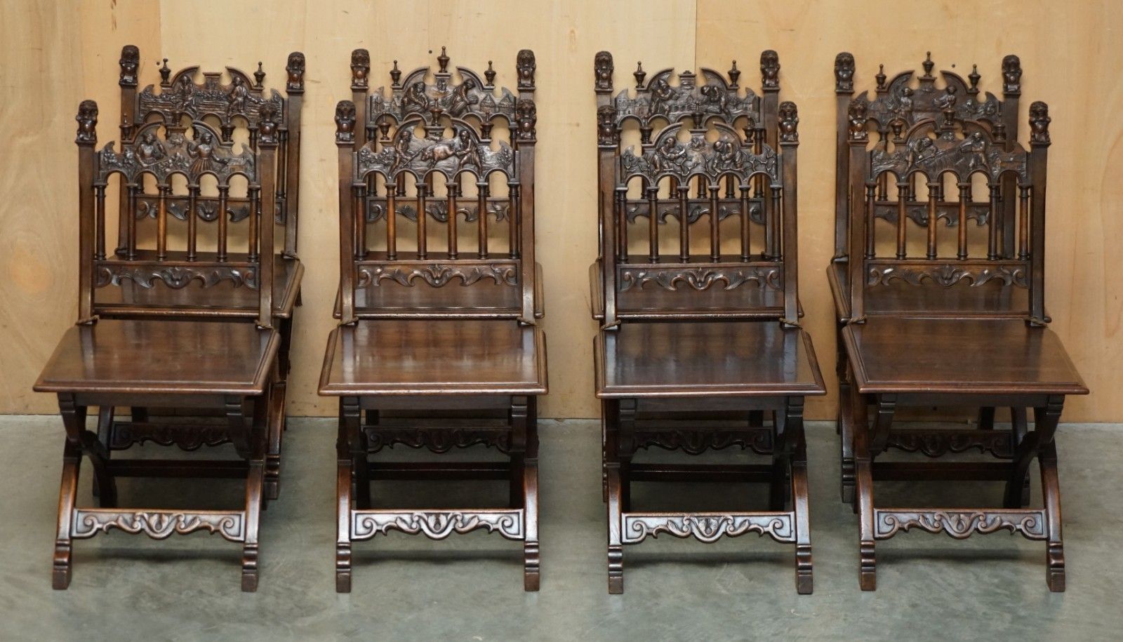 Antique Louis XIII Revival 10 Person Walnut & Marble Dining Table & Chair Suite photo Furniture
