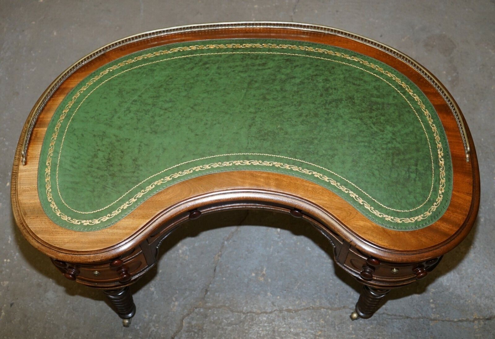 Gillow's Of Lancaster Regency Military Campaign Kidney Desk Brass Gallery Rail photo for sale