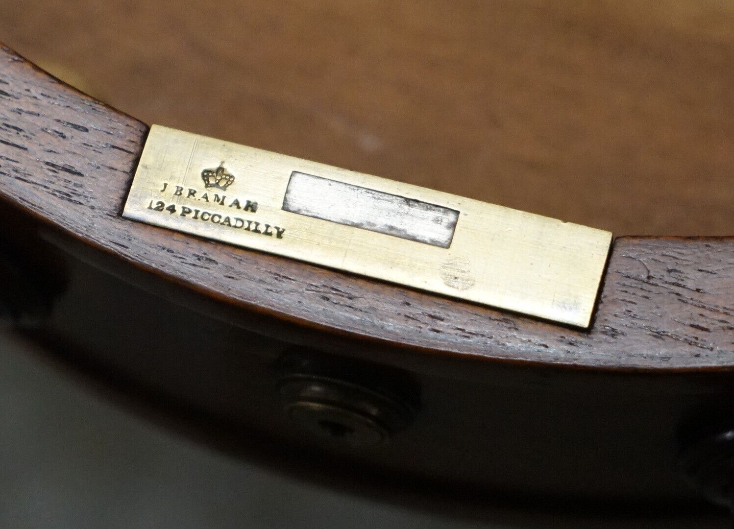 Furniture Gillow's Of Lancaster Regency Military Campaign Kidney Desk Brass Gallery Rail photo