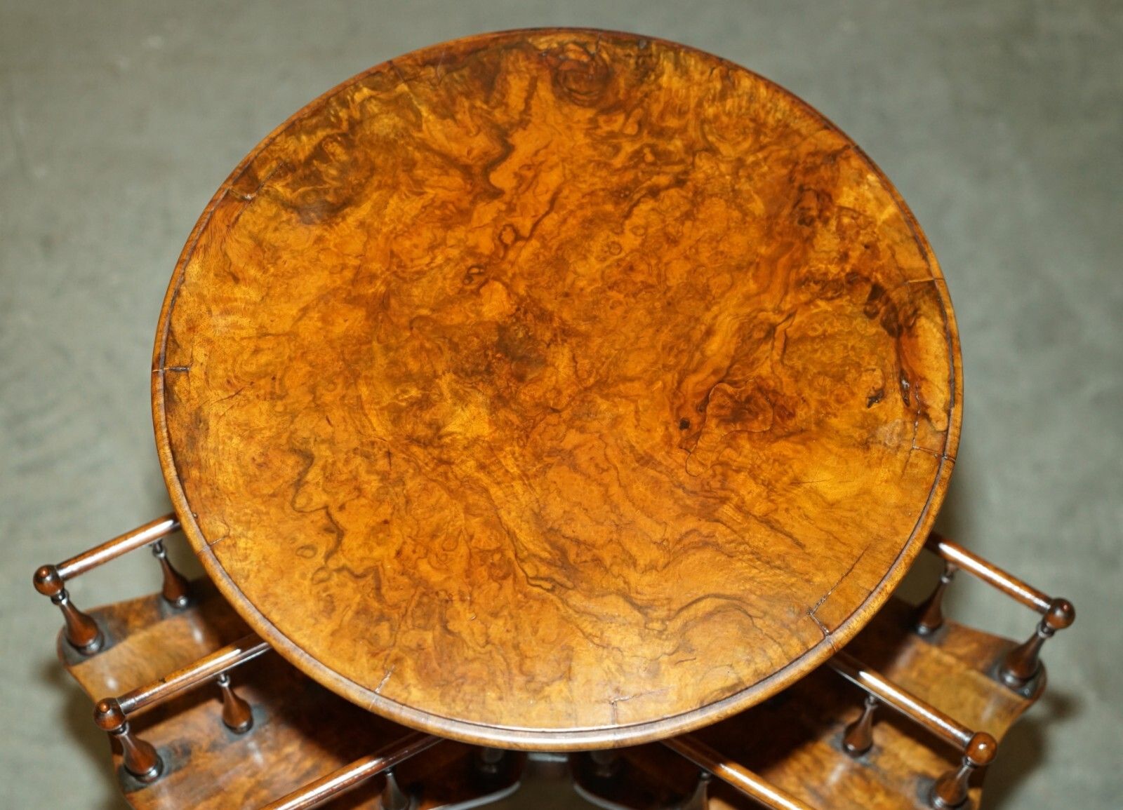 Antique  Restored Victorian Burl Walnut Library Revolving Book Table Bookcase photo furniture