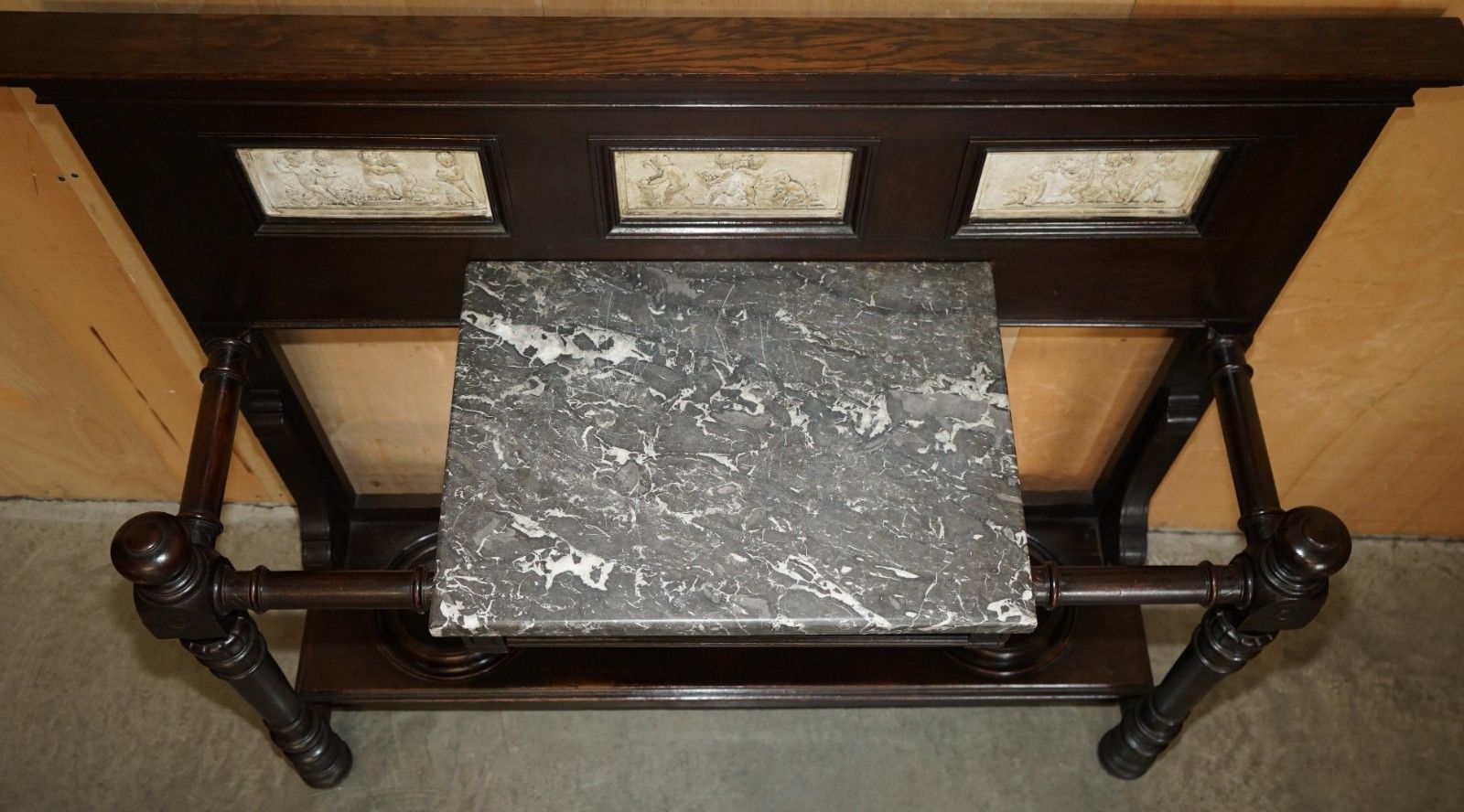 photo furniture John Maple & Co Mahogany & Marble With Italian Plaster Friezes Umbrella Stand