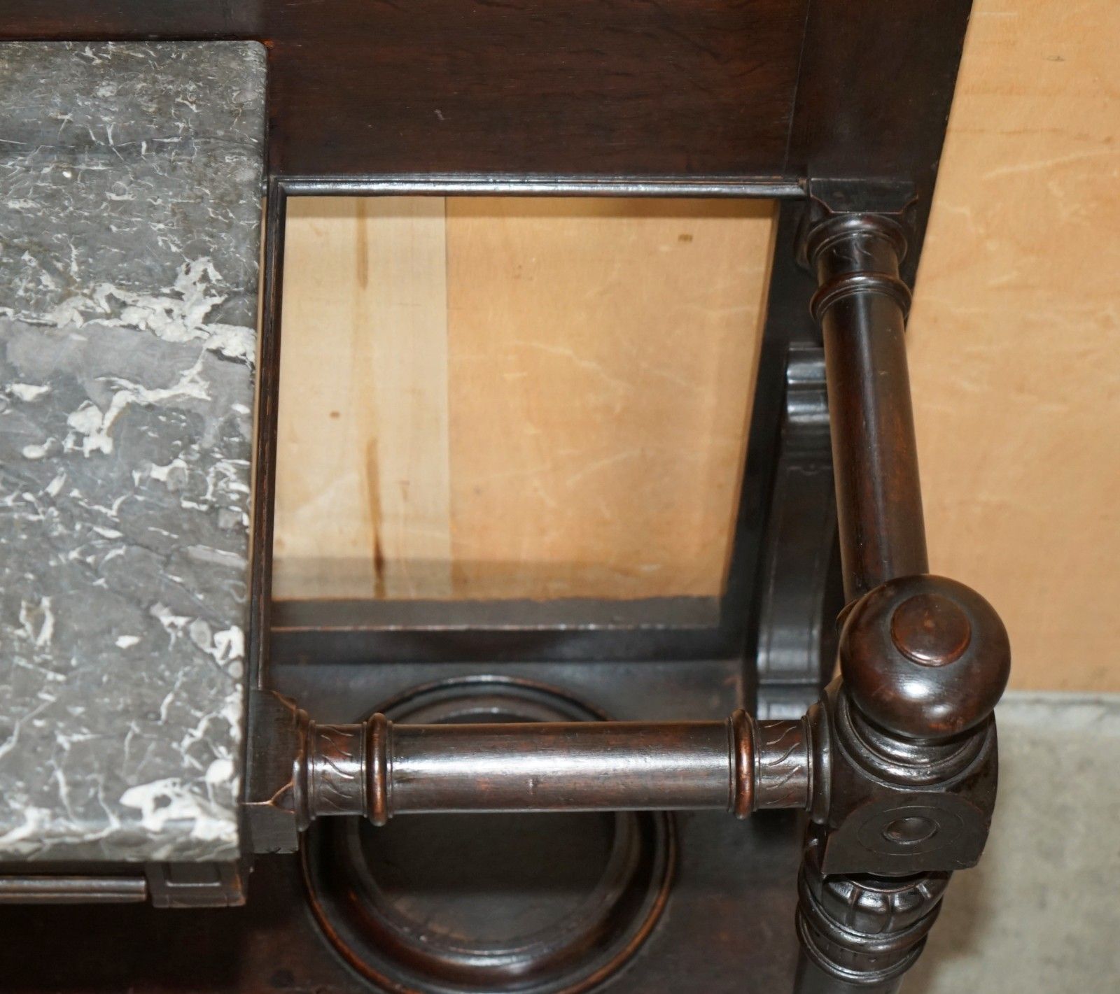 1950.0 John Maple & Co Mahogany & Marble With Italian Plaster Friezes Umbrella Stand photo