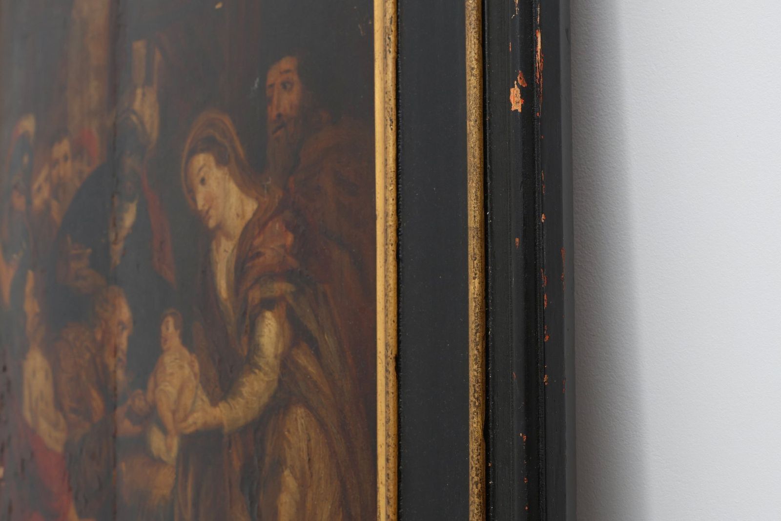 Adoration Of The Magi, Flemish, 1800s, Oil On Wood Painting, Wood, Framed photo vinterior