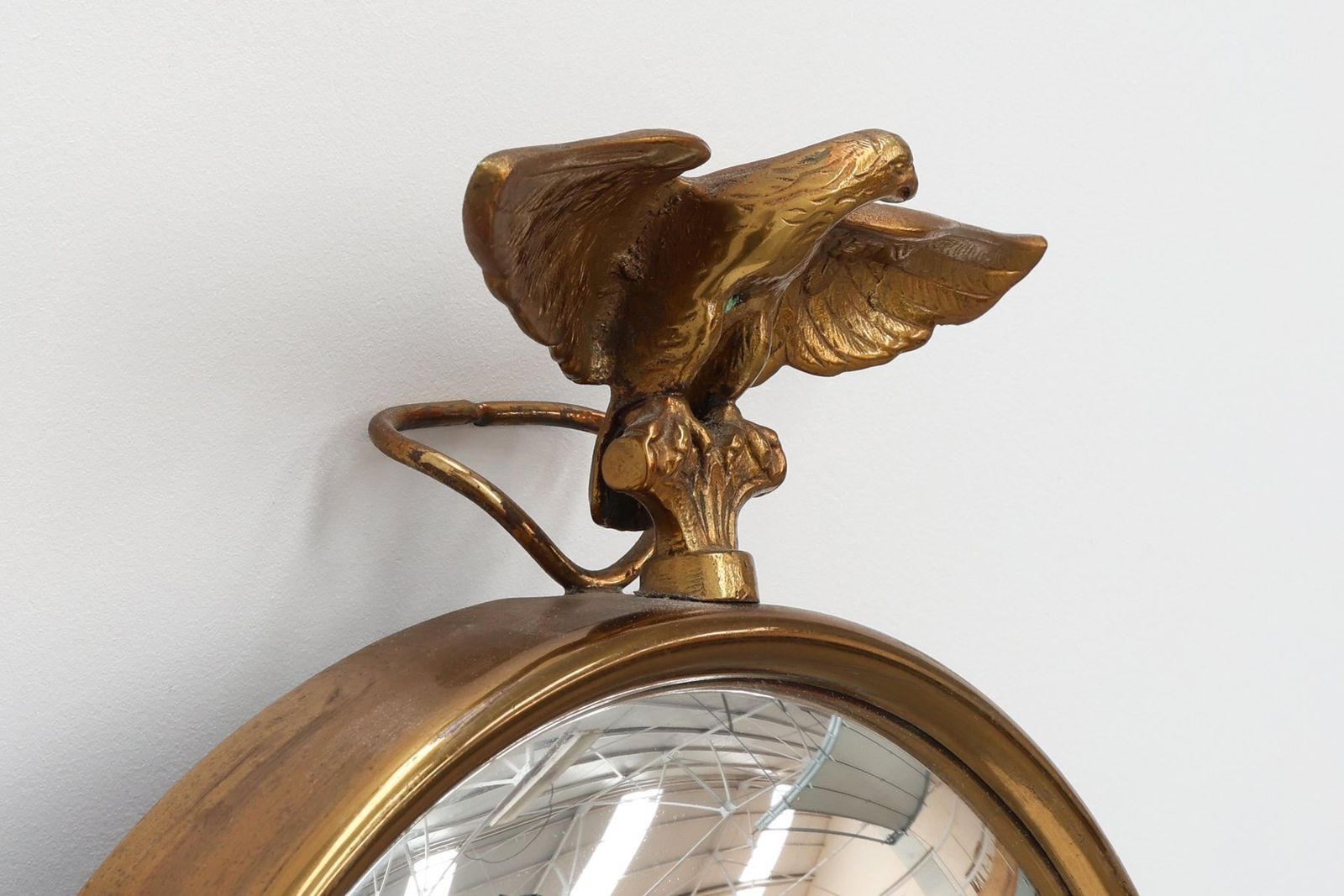 Small French Empire Style Gold Decorative Convex Mirror With Eagle, 1950s photo 953.0