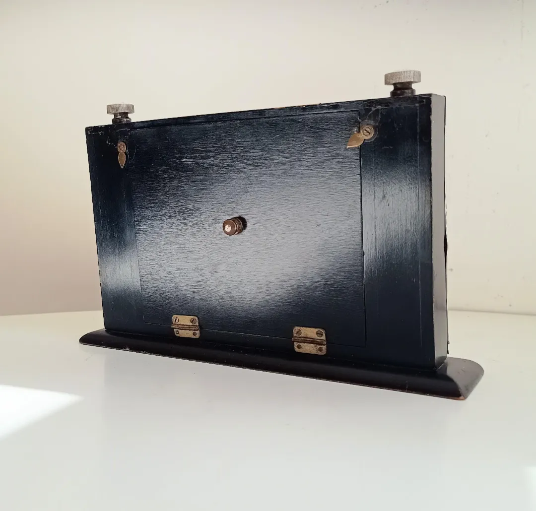 English Art Deco Sterling Silver Front Desk Calendar: Ebonised Wood, Hallmark 1929 photo Home Decor