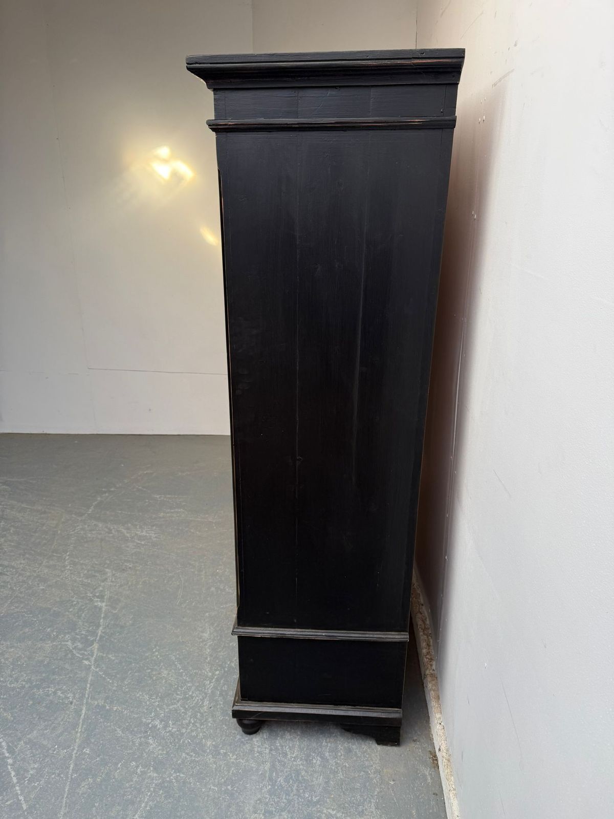 A Trendy Victorian Pine Painted Black Child / Hall Wardrobe photo furniture