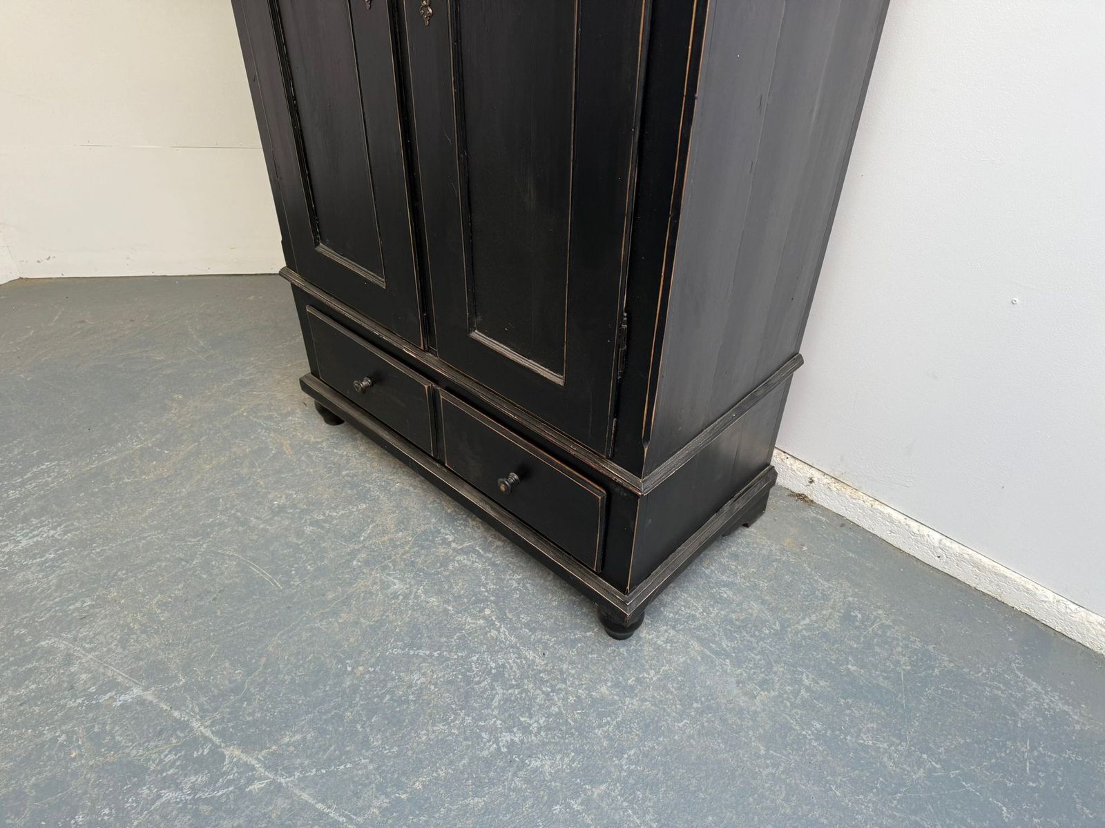 A Trendy Victorian Pine Painted Black Child / Hall Wardrobe photo Furniture
