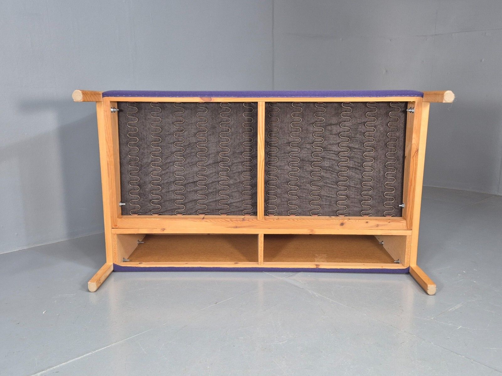 photo furniture Vintage 2 Seat Sofa Purple Wool Beech End Stouby 1980s Retro Mcm  Eb8575 M2ss