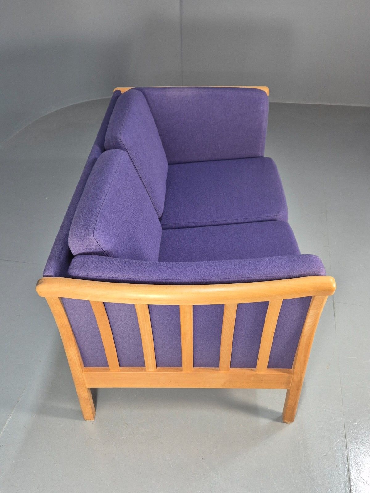 550.0 Vintage 2 Seat Sofa Purple Wool Beech End Stouby 1980s Retro Mcm  Eb8575 M2ss photo