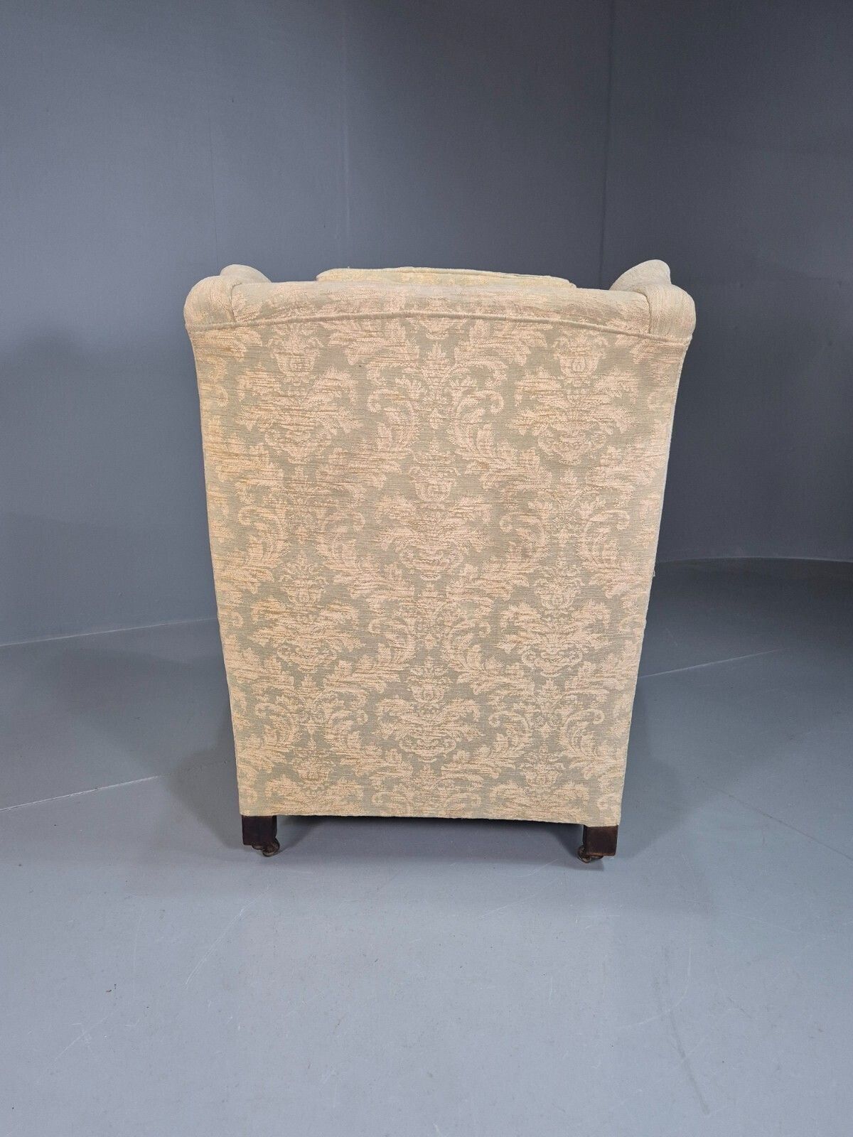 Furniture Vintage Wing Back Lounge Chair Floral Damask Edwardian Antique Eb7787 Vclo photo