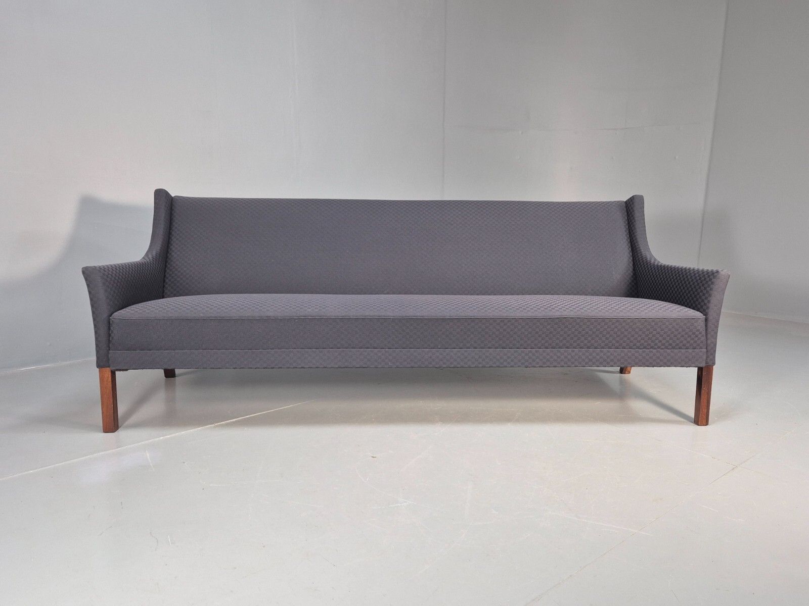 Vintage Danish 3 Seat Sofa Blue Check Cotton Mogensen Mcm 1960s  Eb8589 M3ss photo 800.0