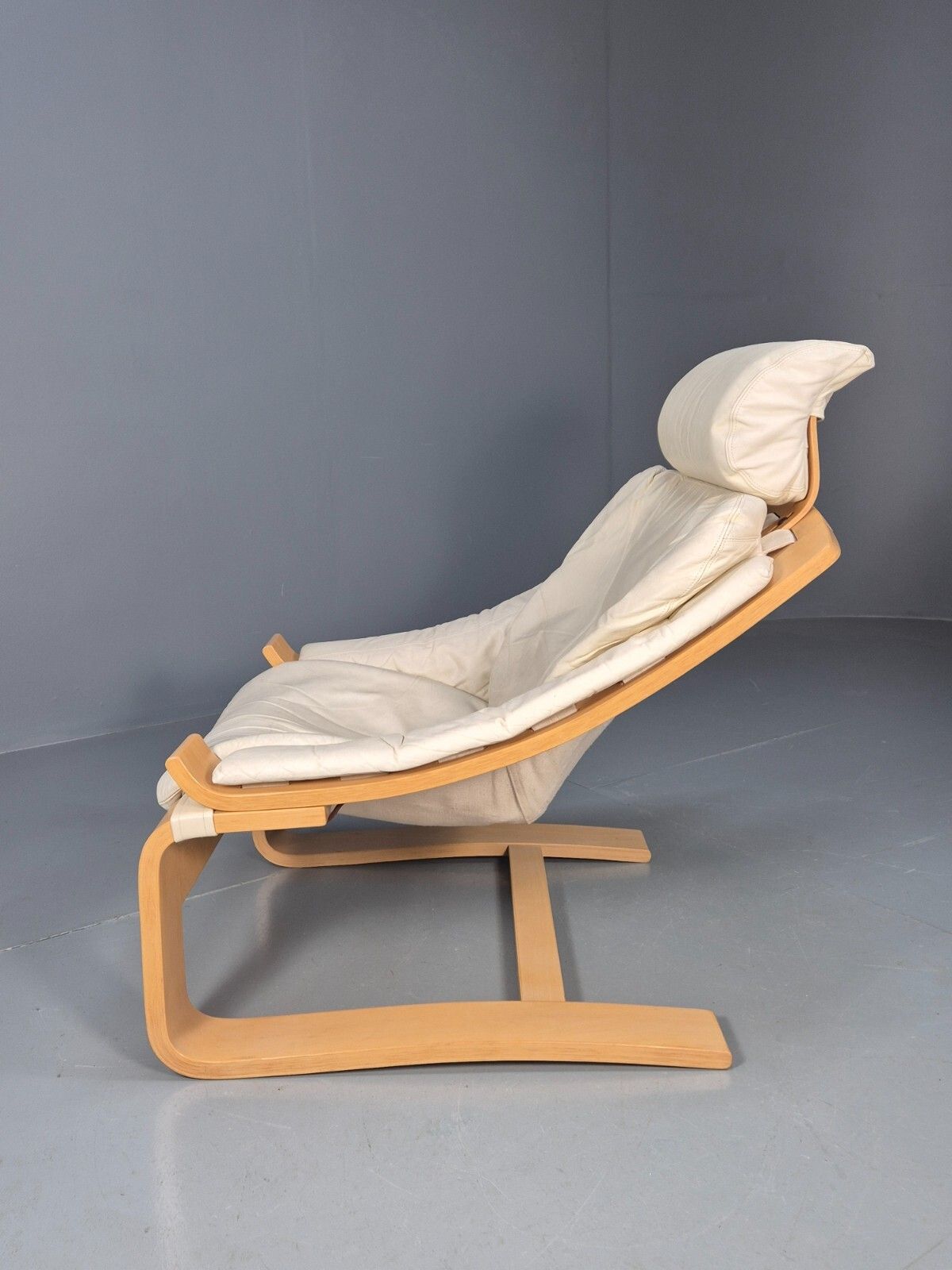 Vintage Swedish Lounge Chair Cream Leather Bentwood Krokken 1970 Mcm Eb8510 Mben photo furniture