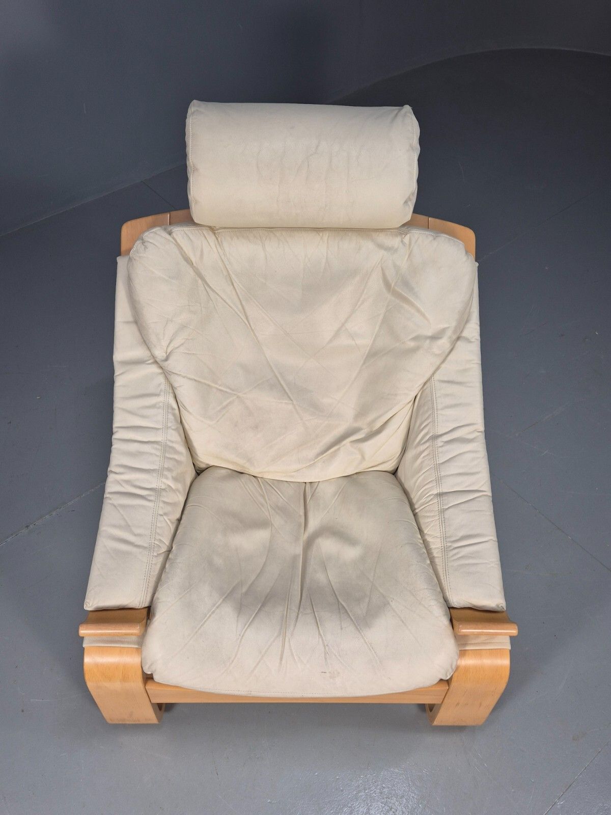 Vintage Swedish Lounge Chair Cream Leather Bentwood Krokken 1970 Mcm Eb8510 Mben photo Furniture