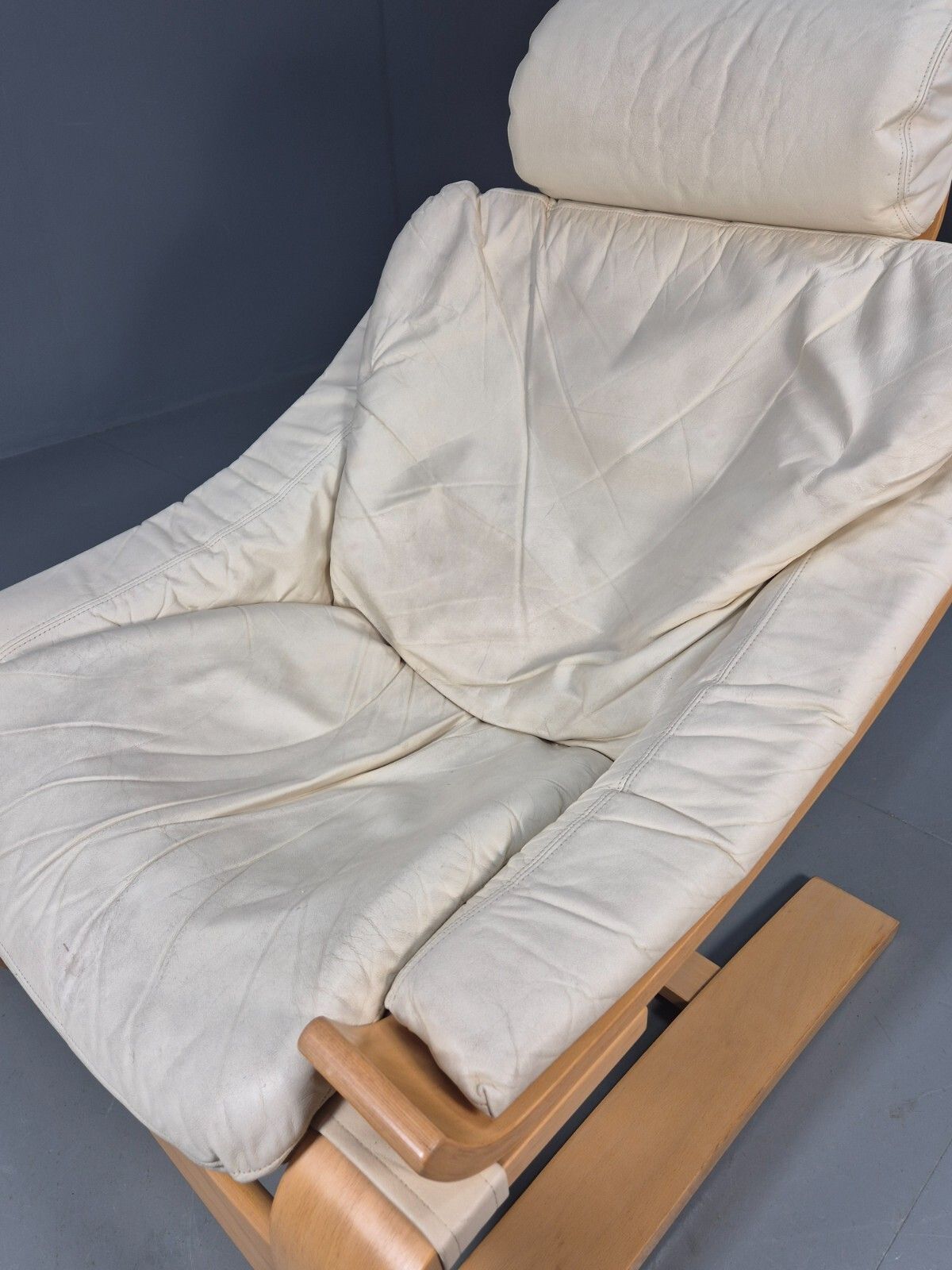 photo buy Vintage Swedish Lounge Chair Cream Leather Bentwood Krokken 1970 Mcm Eb8510 Mben