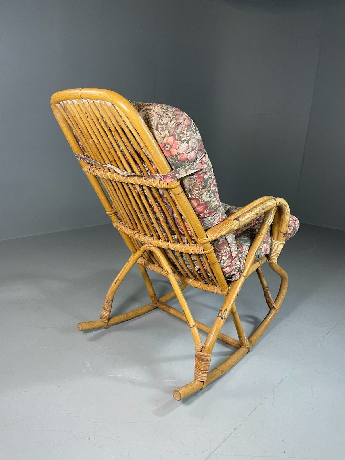 Vintage Cane Rocking Chair Floral 1970s Retro Eb6413 Vber photo buy