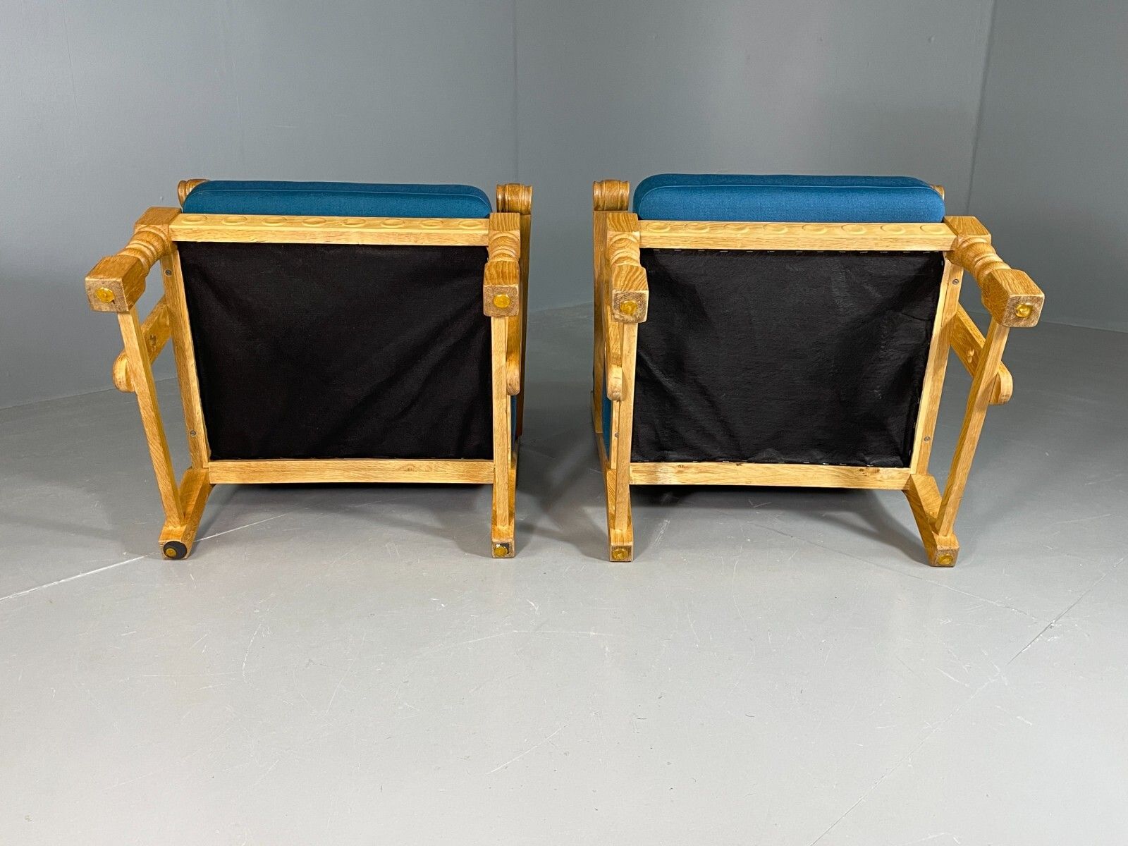 2 Danish Lounge Chairs Blue Oak Kjaernulf Vintage Retro Eb6718 Mnor photo vintage
