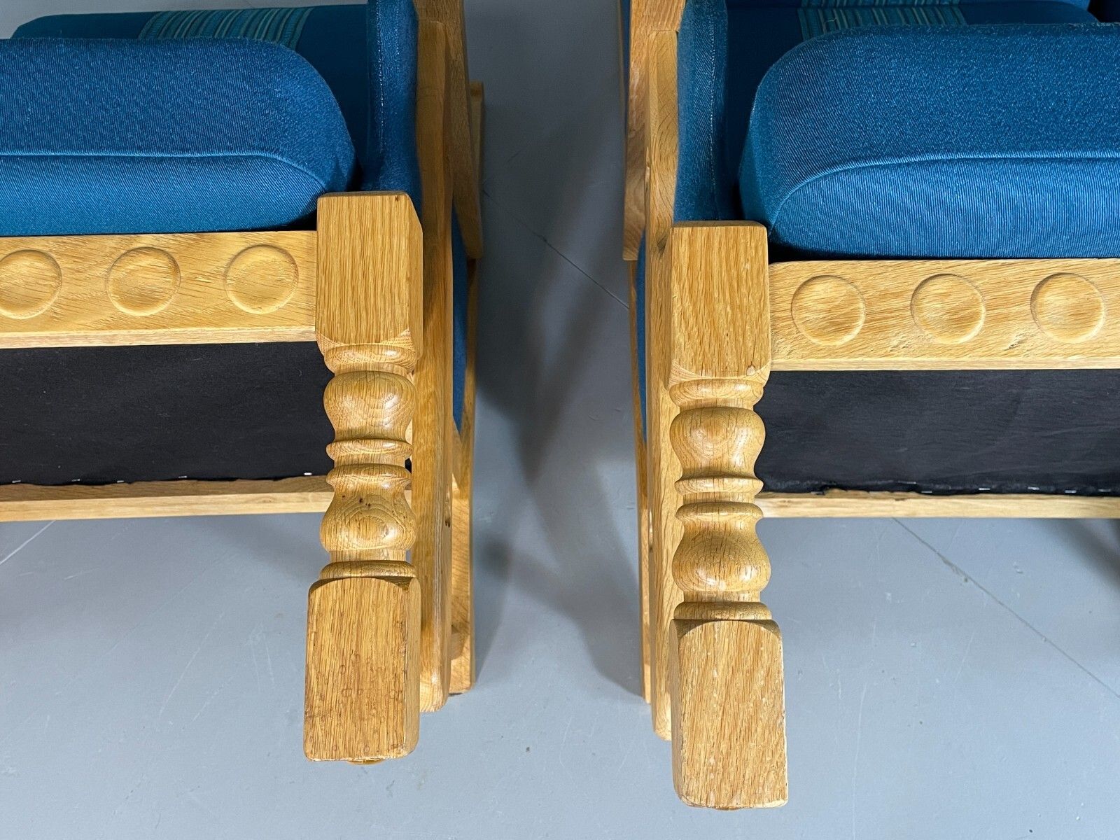 photo furniture 2 Danish Lounge Chairs Blue Oak Kjaernulf Vintage Retro Eb6718 Mnor