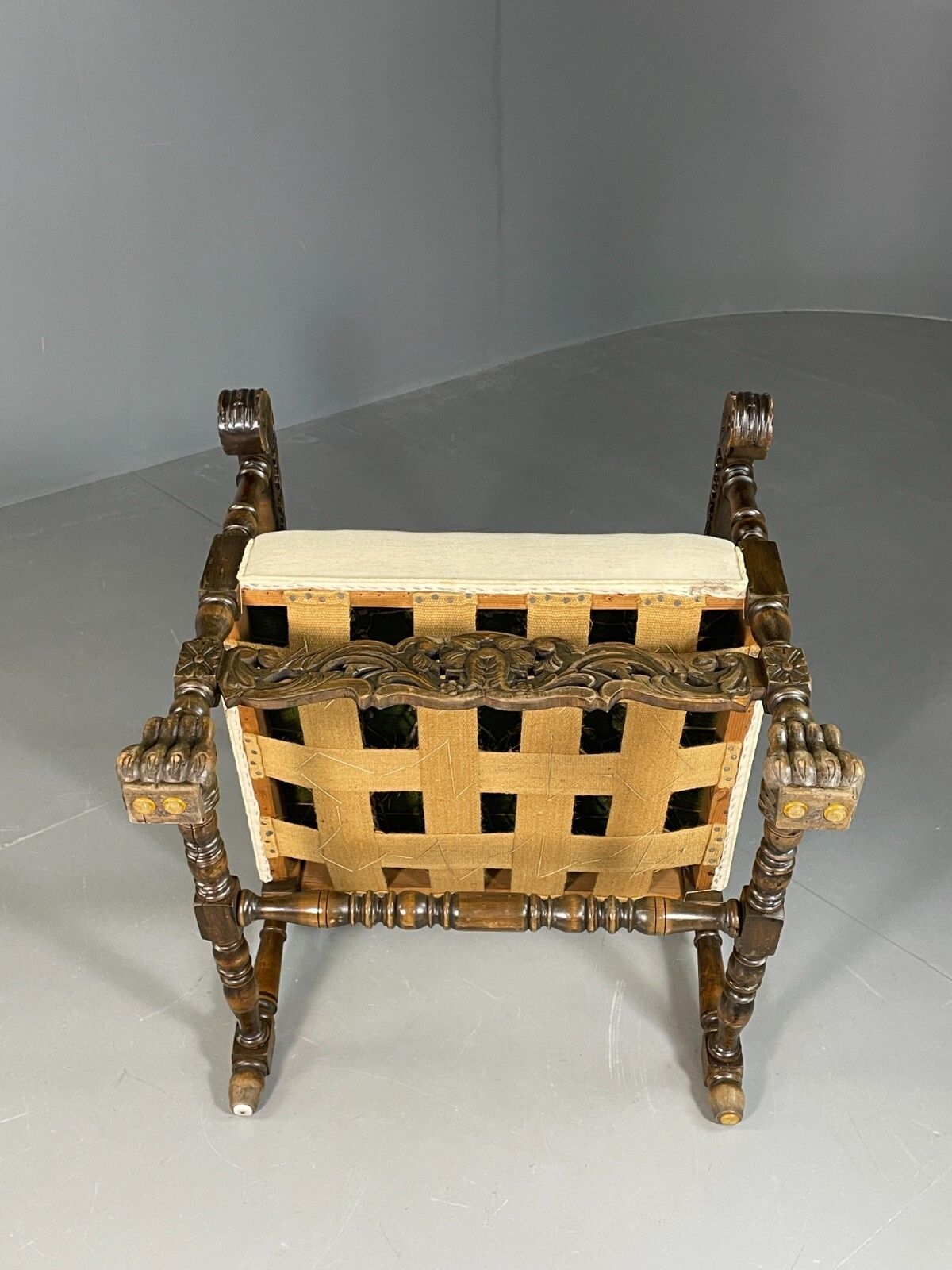 photo vinterior Vintage Danish Lounge Chair Cream Cotton Oak Frame Antique Style Eb6917 Vnor