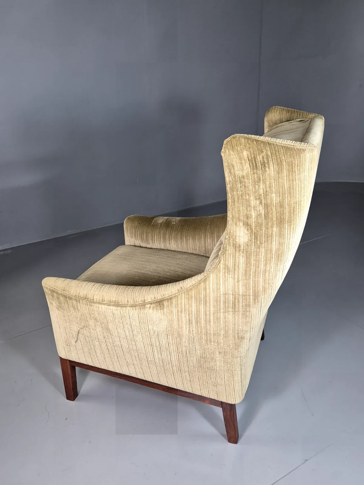 photo vinterior Vintage Swedish Wingback Chair Green Rosewood Bender Ikea 1960s Mcm Eb6997 Mnor
