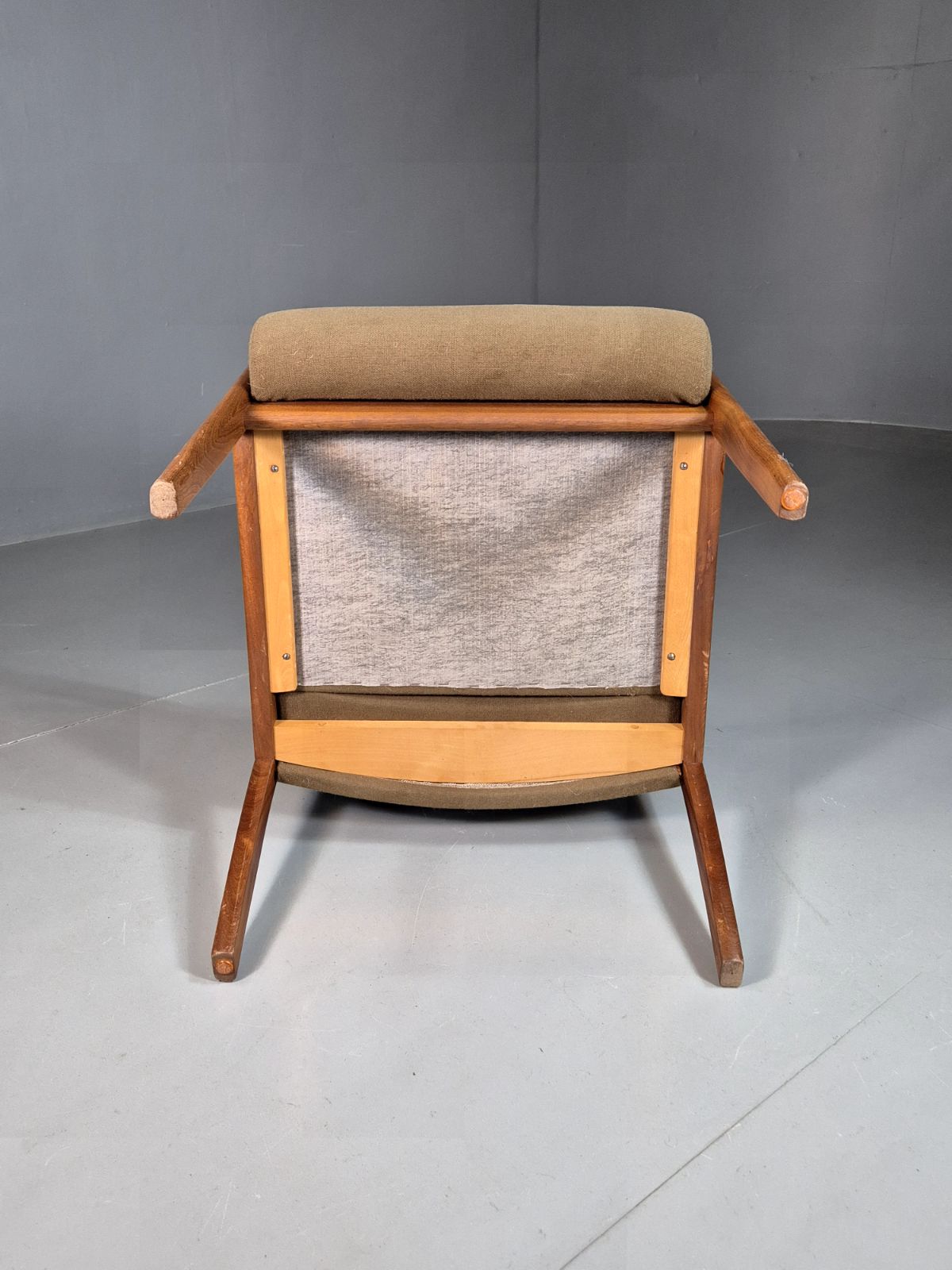 Vintage Swedish Lounge Chair Beige Wool Hardwood Frame Mcm Retro Eb7195 Mnor photo vinterior