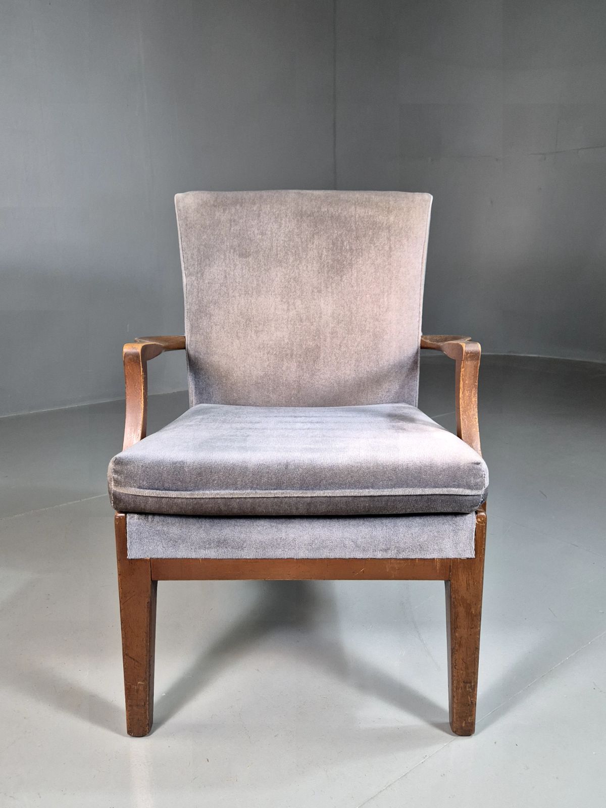 Vintage Lounge Chair Lilac Cotton Velour Beech Parker Knoll Retro Eb7309 Mnor photo for sale