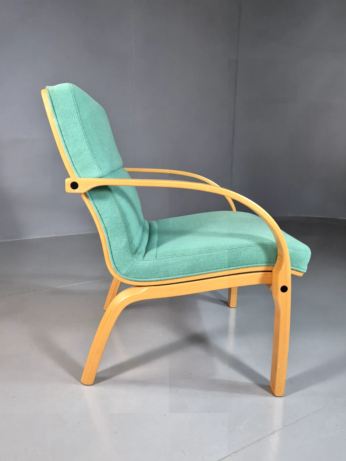 Vintage Danish Lounge Chair Mint Wool Bentwood 1980s Retro Eb7352 Mben photo buy