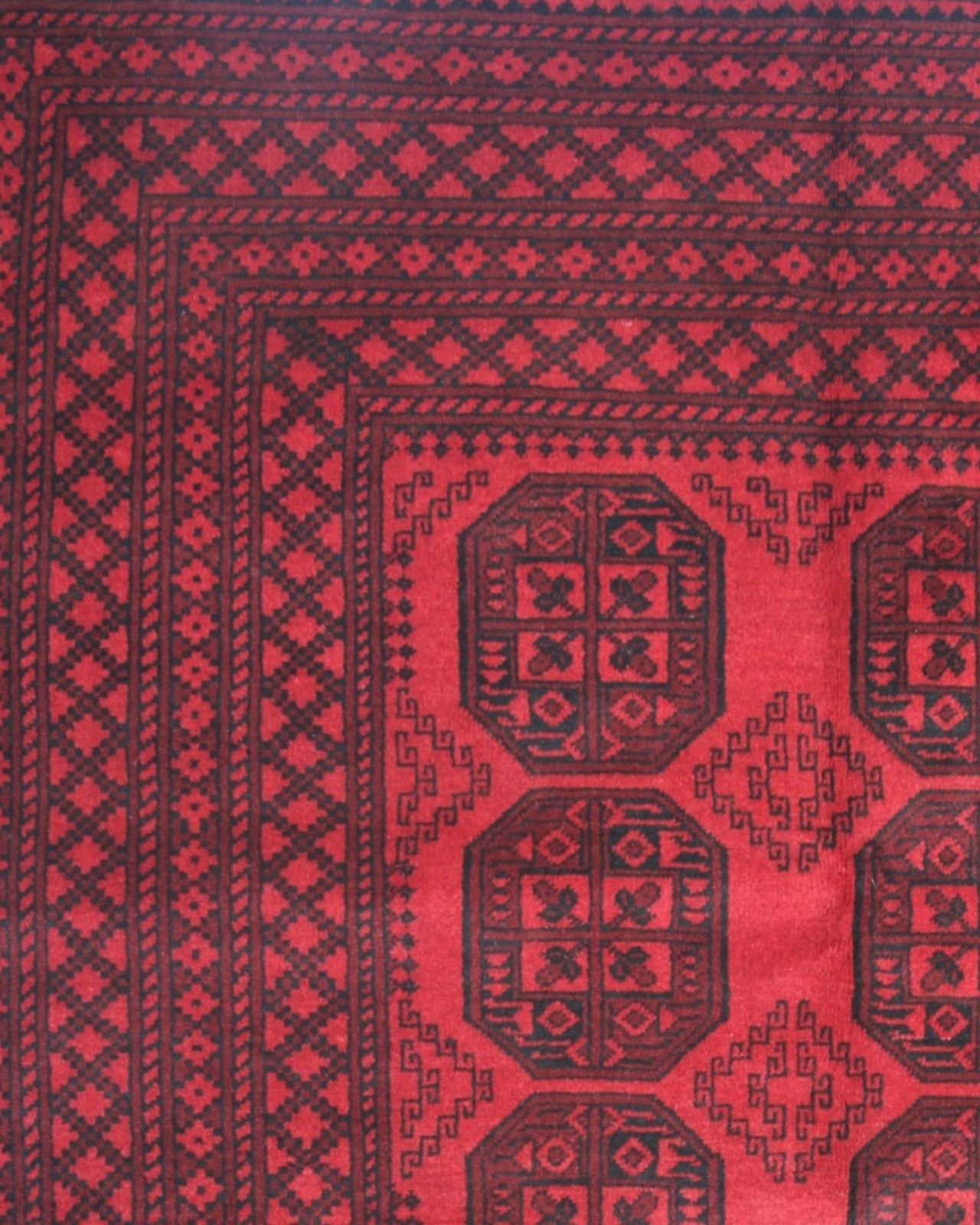 Red Wool Handmade Afghan Rug, Large Geometric Tribal Carpet For Living Room photo 1001.0