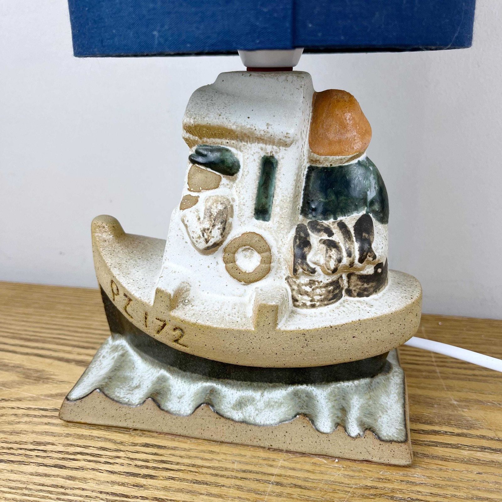 photo for sale Vintage Tremaen Pottery Lamp,  Stoneware Penzance Fishing Boat