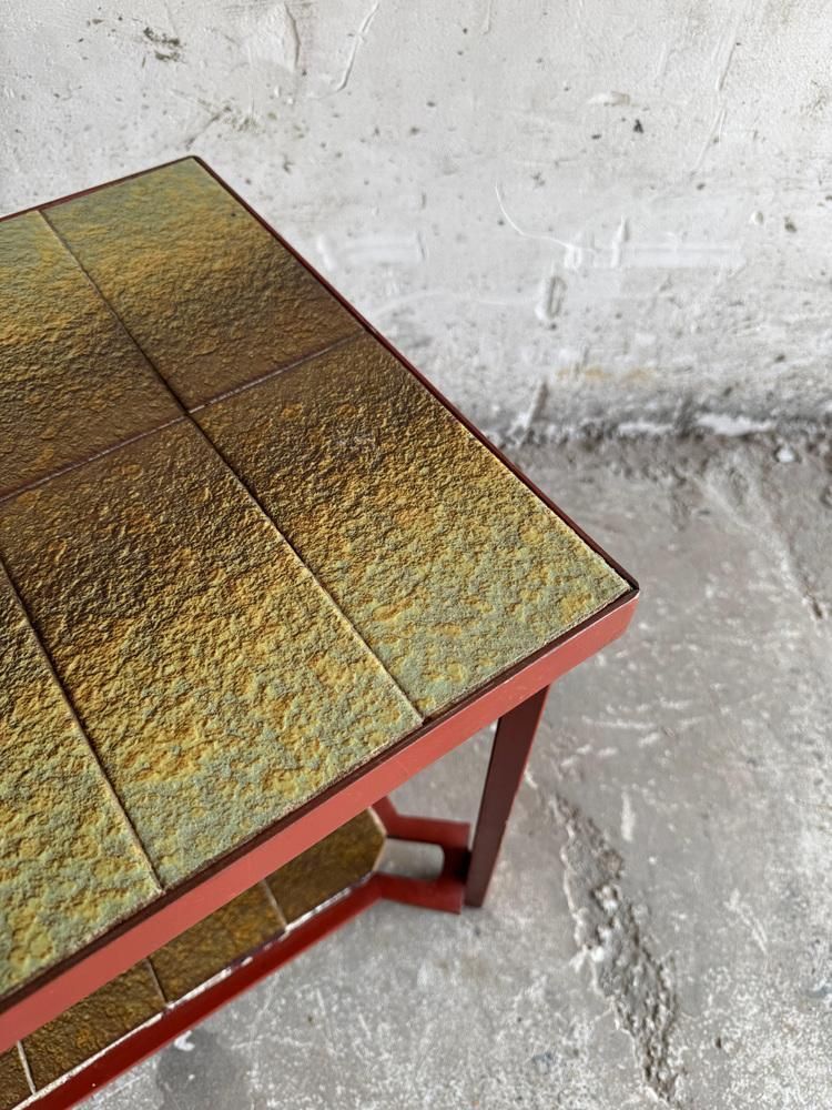 Vintage Ceramic Side Table With Terracotta Metal Frame photo for sale