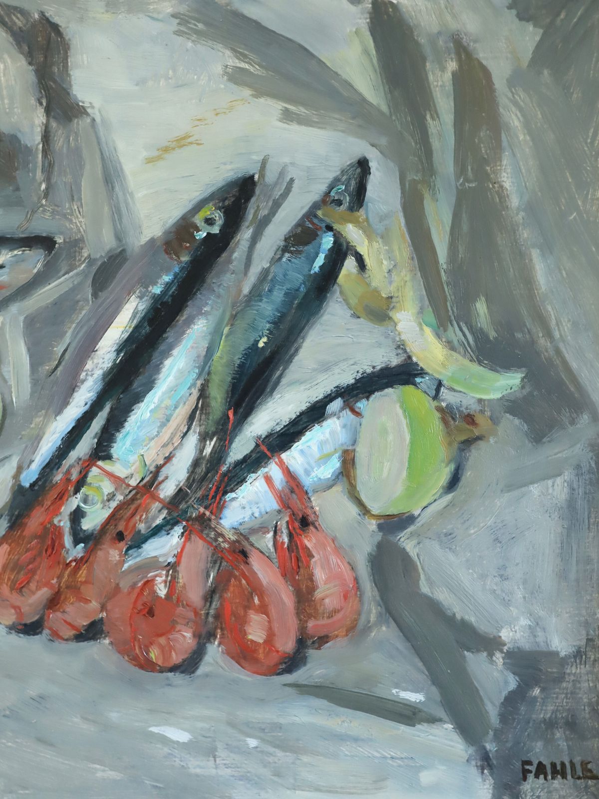 Still Life With Sardines Oil Painting photo Art