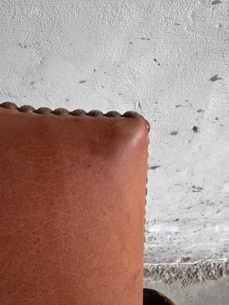 Brutalist Armchair With Wicker Seat And Leather Back photo buy