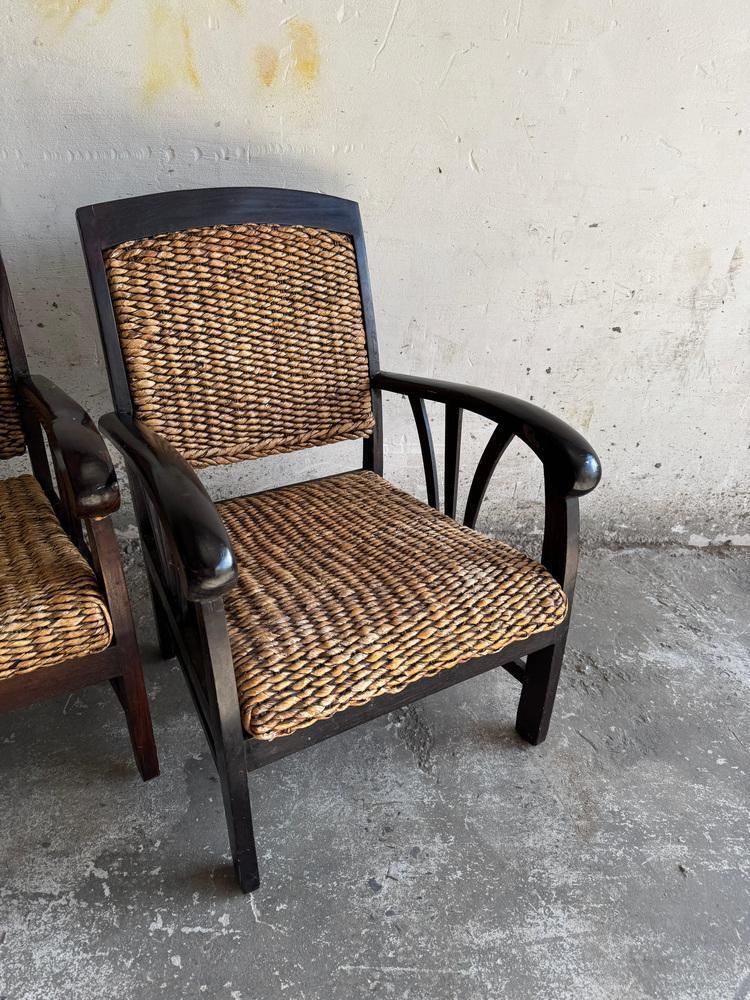 Set Of Colonial Rattan Armchairs With Wooden Frame, Set Of 2 photo furniture